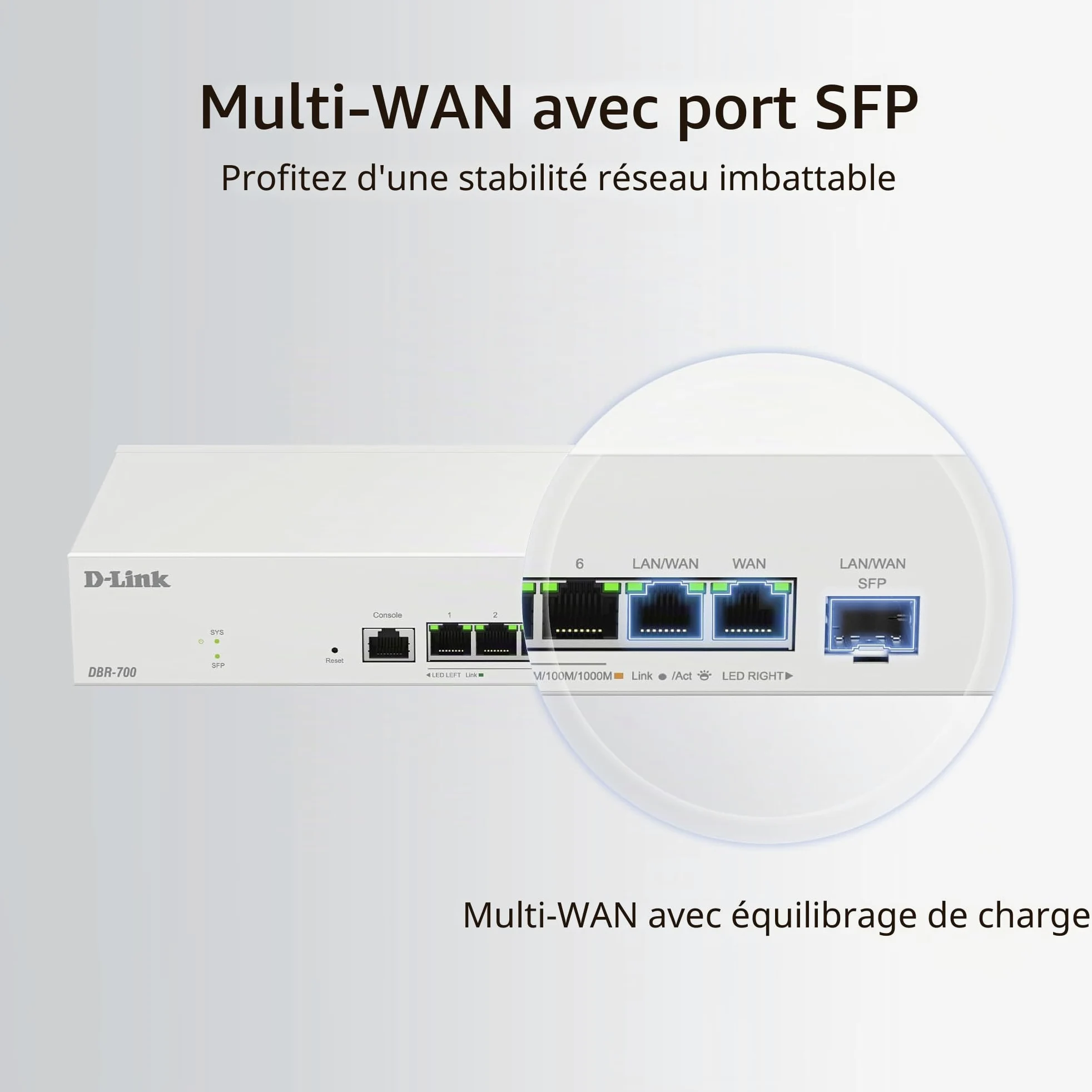 D-Link DBR-700 Routeur Professionnel – Dual WAN 2,5G, Équilibrage de Charge & Basculement, VPN (IPSec, WireGuard, OpenVPN), Pare-feu, Port SFP, Gestion Centralisée Jusqu’à 15 Points d’Accès