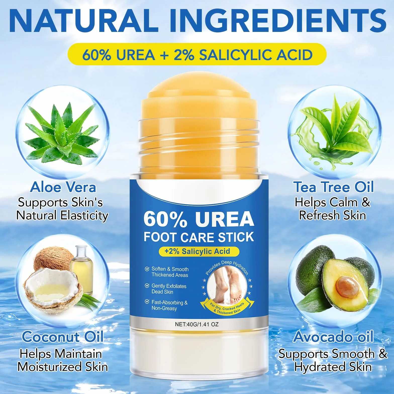 Urea Cream 60 Percent for Feet, Crème Réparatrice pour Peaux Très Sèches et Rugueuses (1PC)