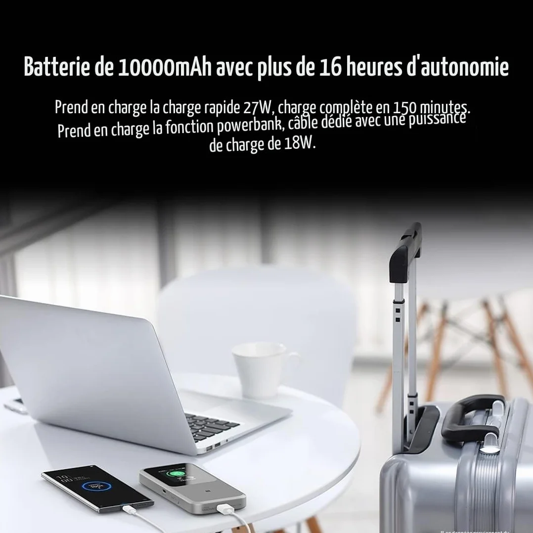 ZTE MU5120 Hotspot WiFi Portable 5G 10000 mAh Charge inversée 18 W NFC écran Tactile 2,4" 32 appareils SIM déverrouillée