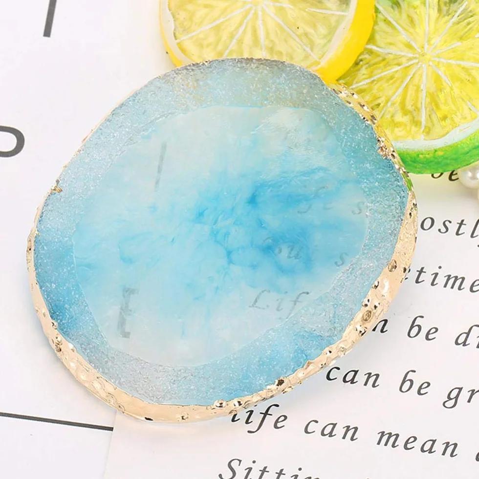 Palette en résine bordure dorée pour mélange vernis à ongles
