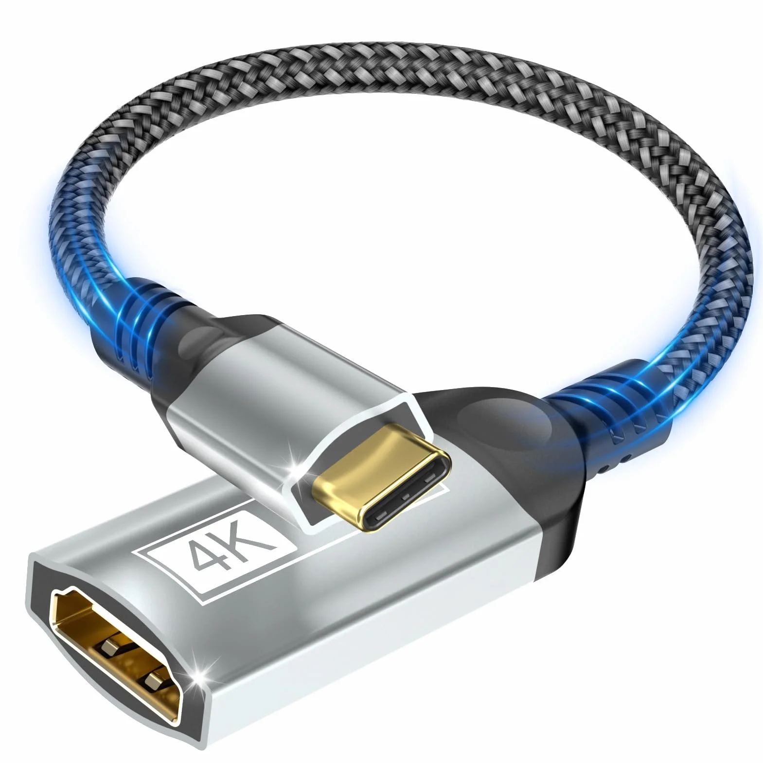 Adaptateur USB C vers HDMI 4K Thunderbolt 3/4 Type-C pour MacBook iMac iPad Pro Air iPhone Galaxy S24