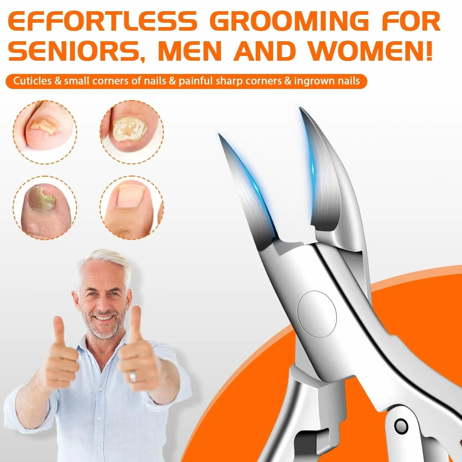 Coupe Ongle Set Professionnel 6PCS Kit Pedicure Pied avec Manche en Bois Antidérapant Verrou Sécurité
