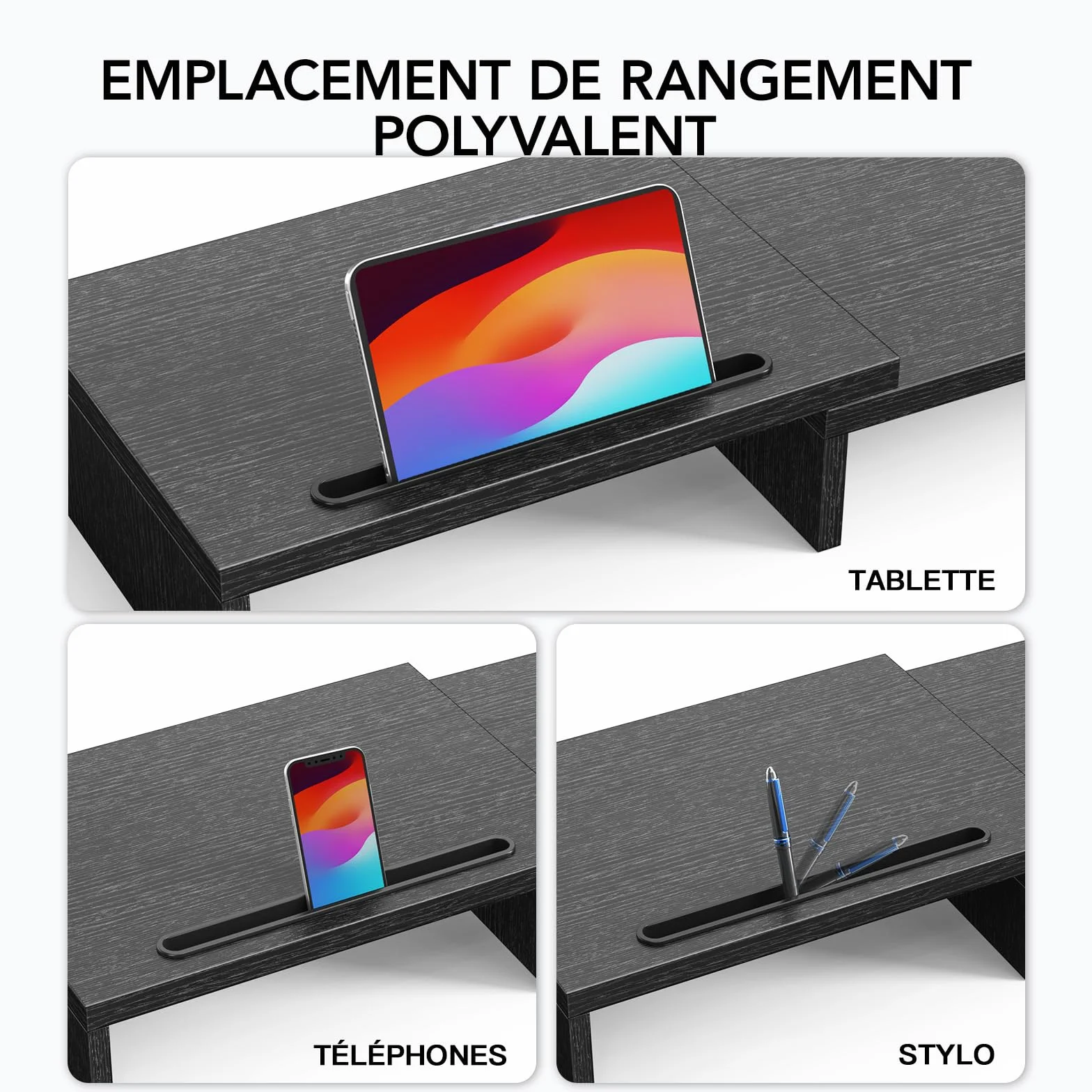 HUANUO Support Moniteur Double, Rehausseur Ecran PC Bureau Noir