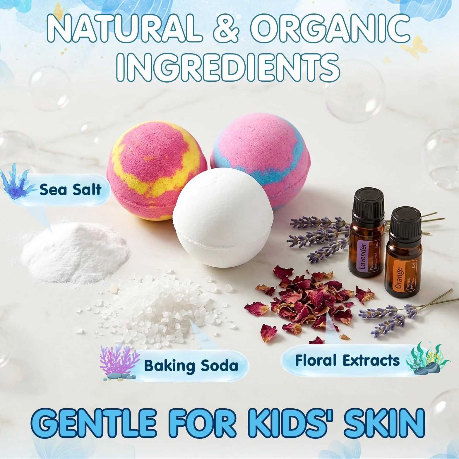 Bombe de Bain Enfant 12 Pcs Ocean Bath Bombs avec Surprise Cadeau Anniversaire 4-10 Ans