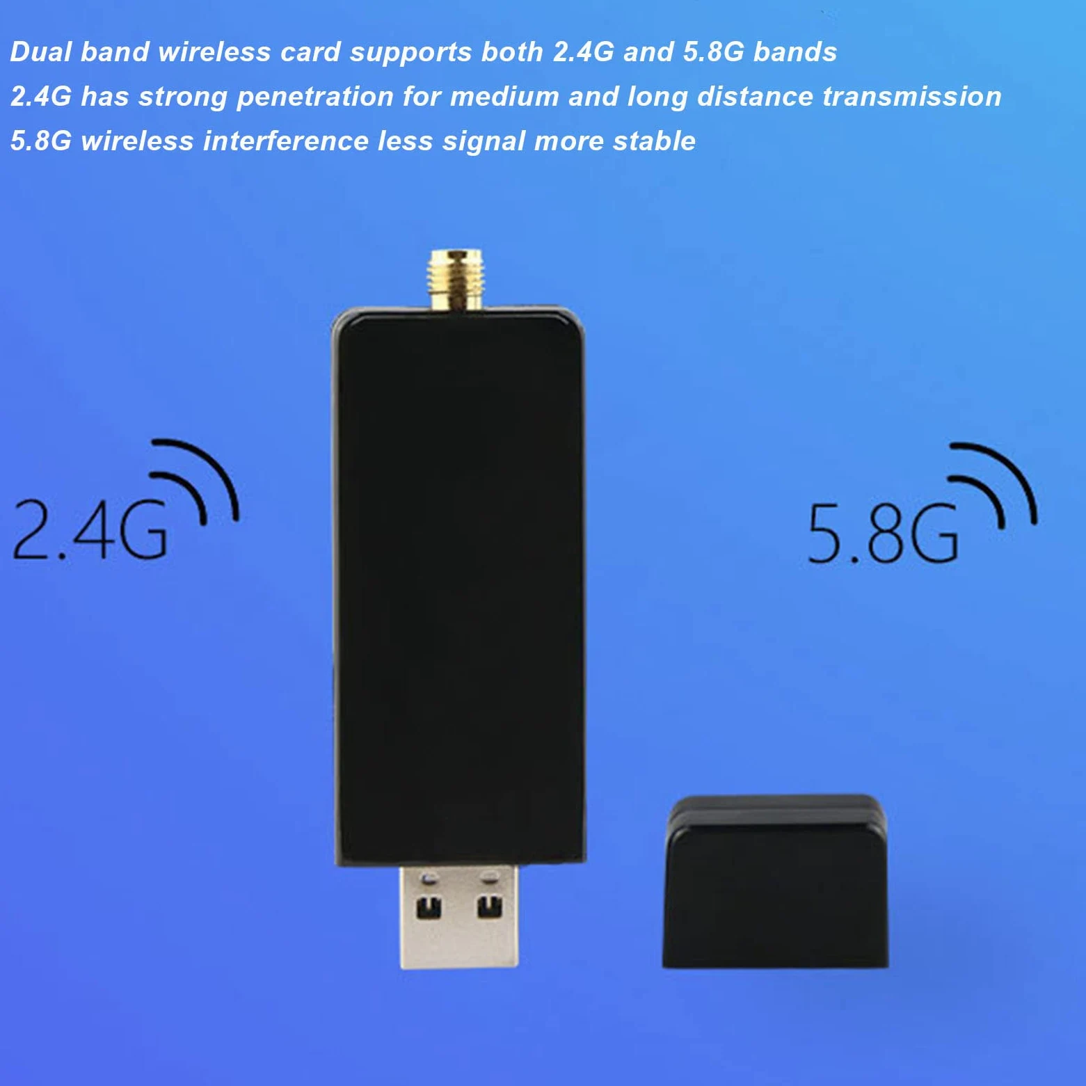 TOPINCN Adaptateur WiFi Double Bande RTL8812AU, Carte Réseau sans Fil USB 3.0 1200M pour Ordinateur de Bureau, Vitesse 11n 11AC, Matériau ABS