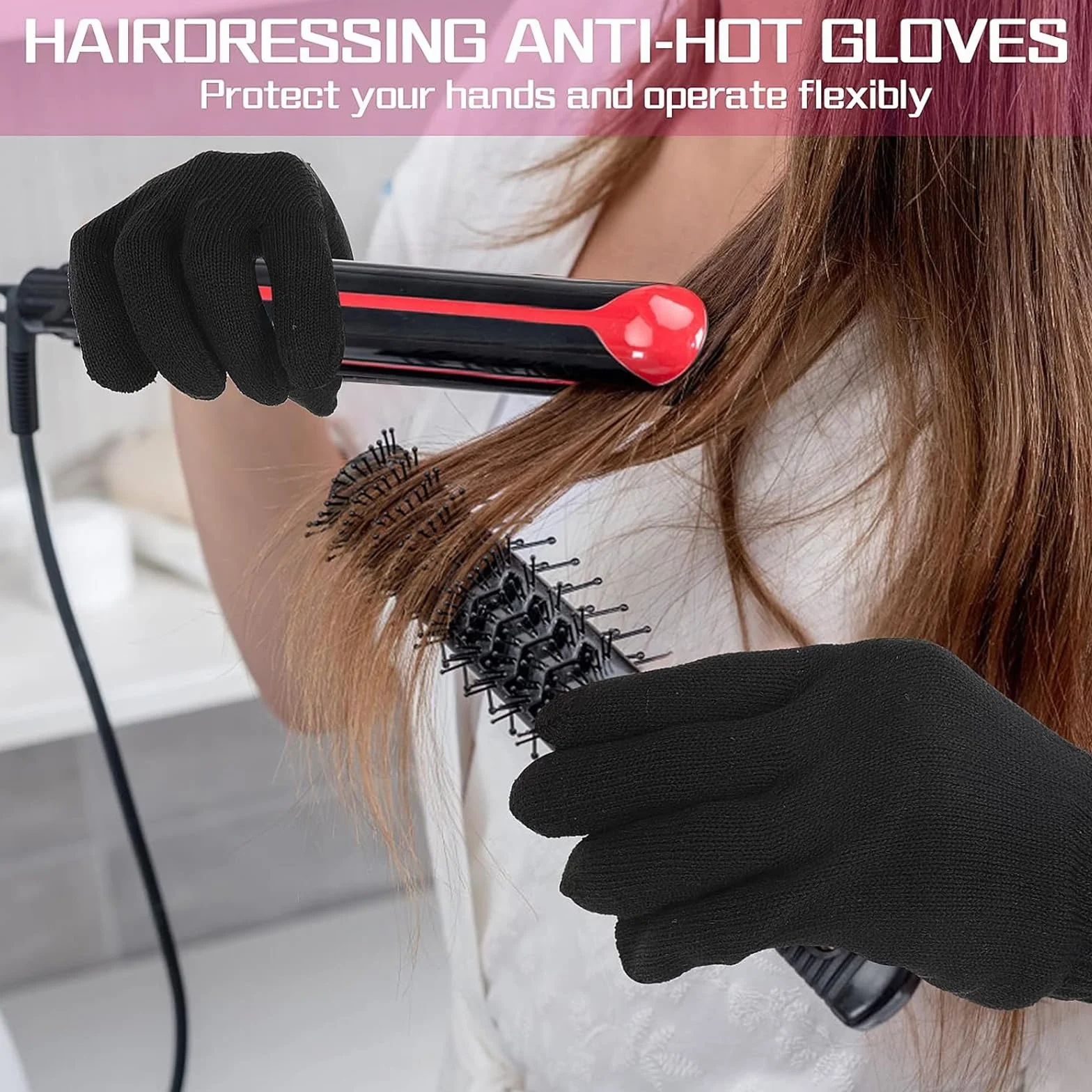 Gants Résistants Chaleur Coiffage Fer à Lisseur (1 Paire)