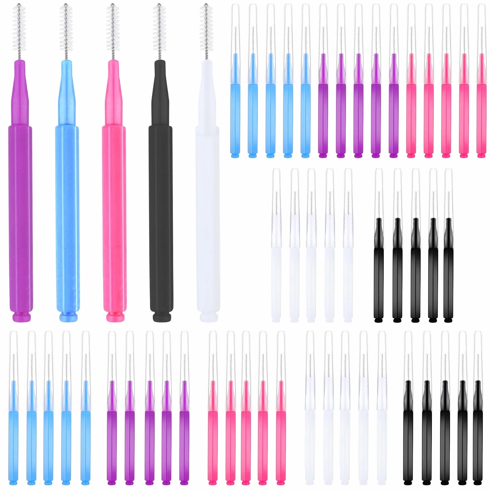 Lot de 50 micro-brosses à sourcils et cils - Peigne multifonction pour plastification et levage