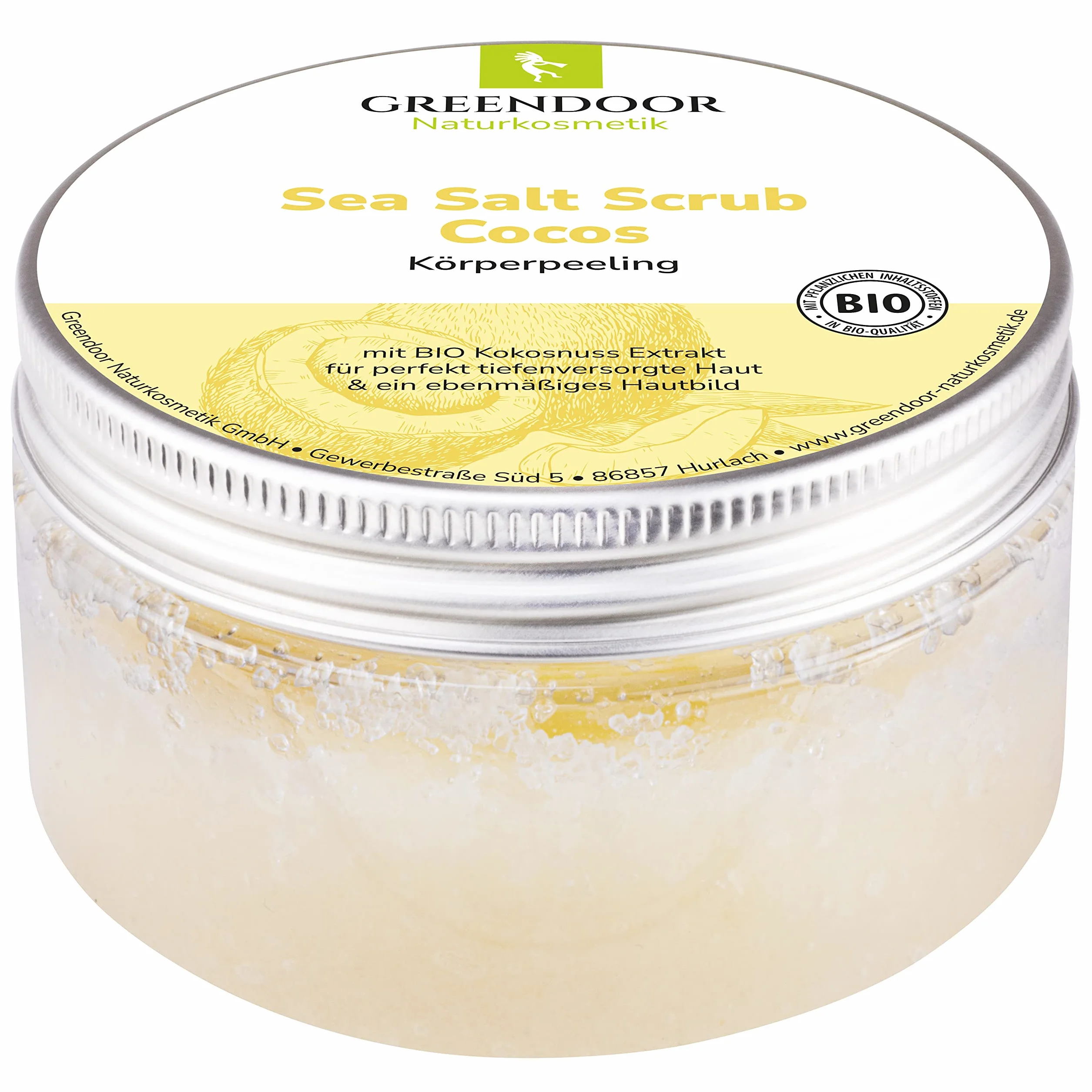 Greendoor Sel de mer Gommage Coco Peeling Corps sans Plastique