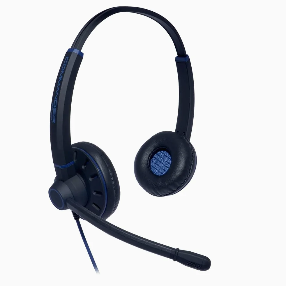 JPL Casque Commander-PB-QD (V2) Binaural, Filaire, Professionnel Bureau/Centre de Contact, Système de Déconnexion Rapide (QD), T-Bar Pivotant, Surround Shield Antibruit & Pochette Souple Housse de
