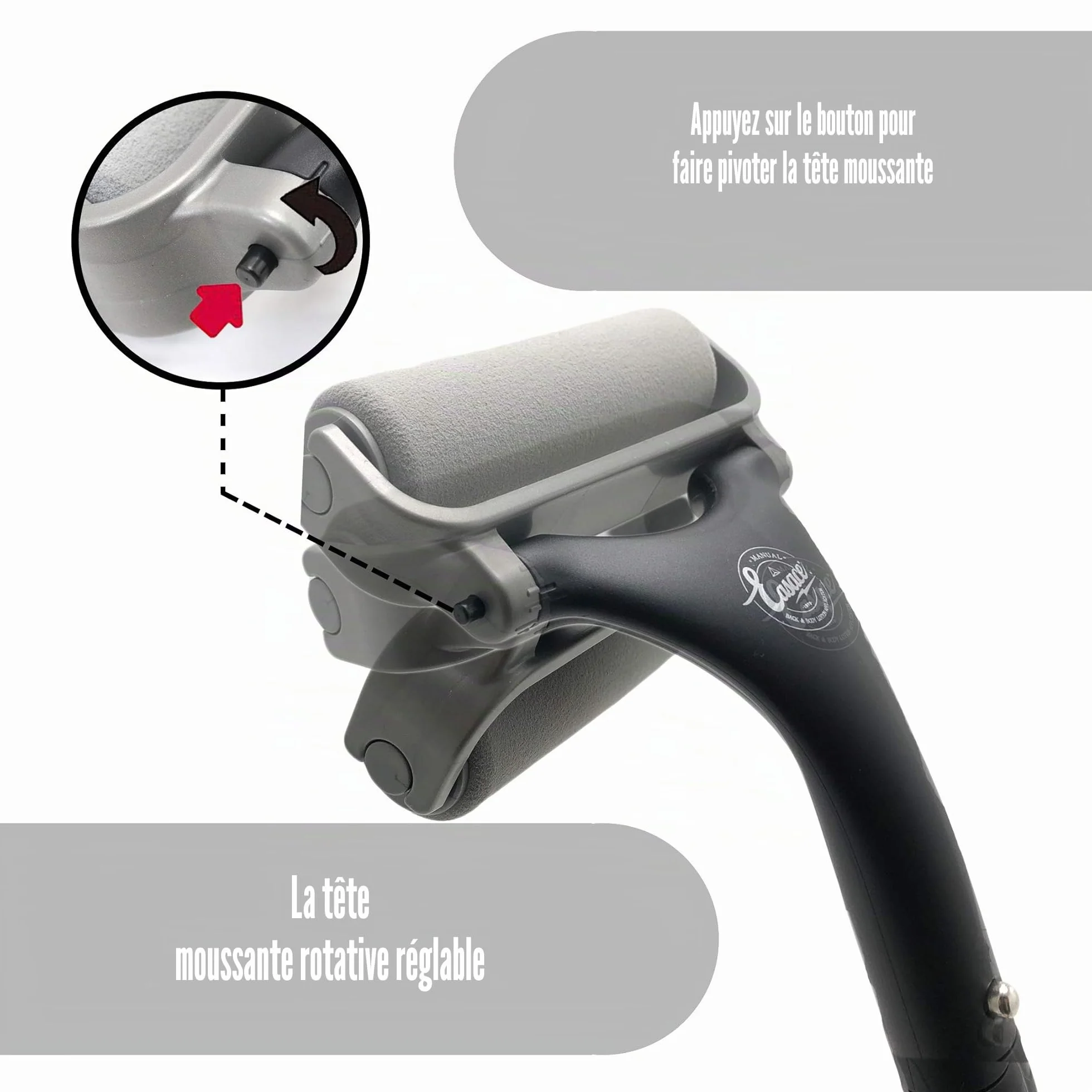 Easace Applicateur de lotion pour le dos et le corps, brosse de douche auto-application, argent
