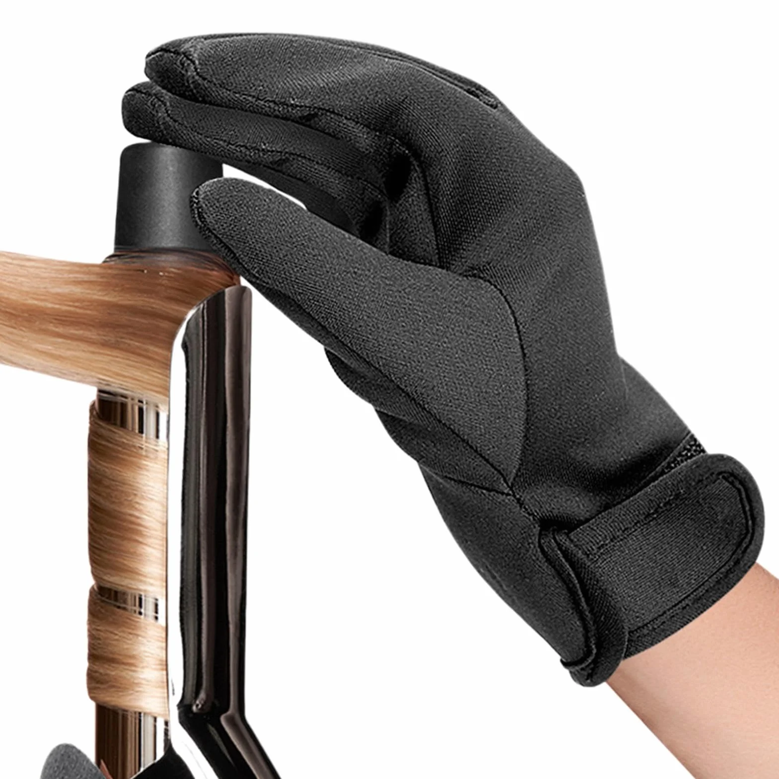Gants thermiques résistants professionnels chauffés 5 doigts avec poignée non glissante pour coiffeurs