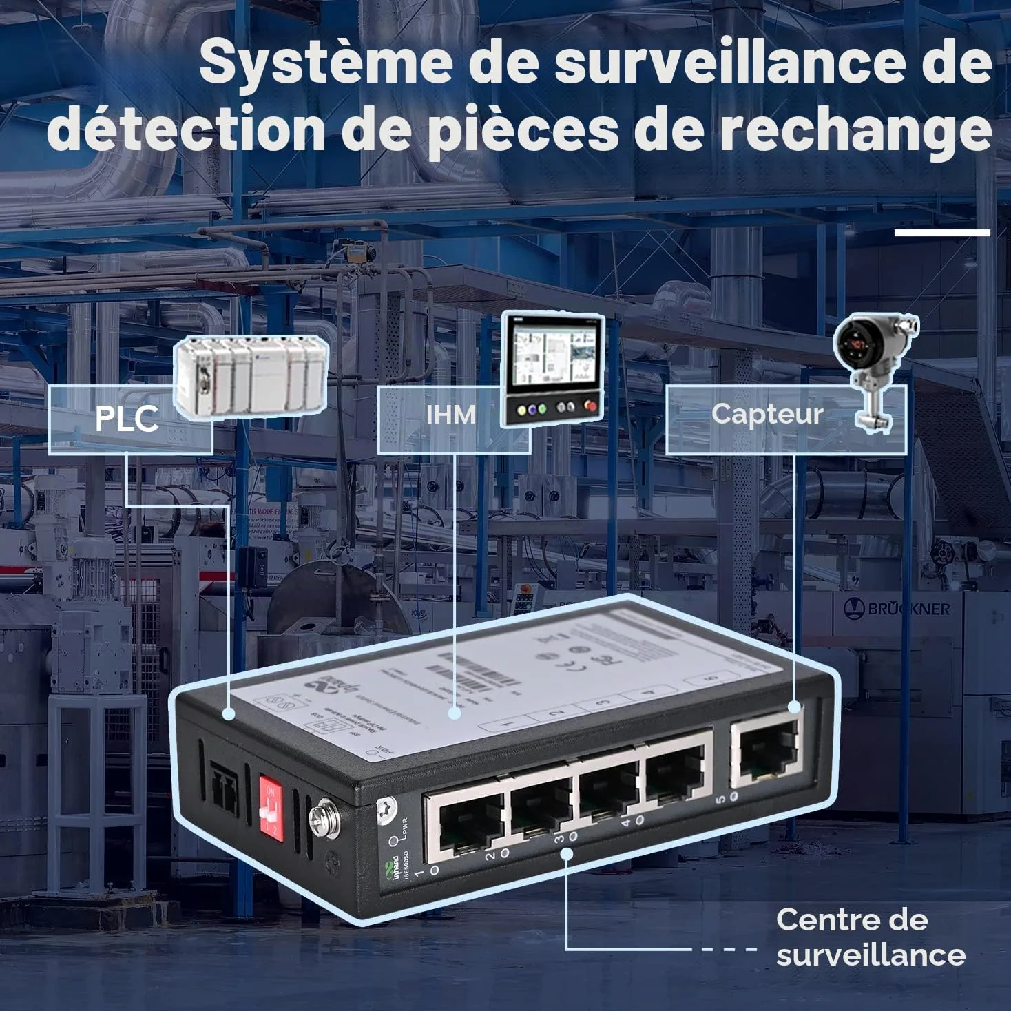 InHand Networks ISE2005D Switch Ethernet Industriel 5 Ports 10/100 Mbps, Commutateur Réseau Non Géré pour Rail DIN, Ultra-Compact, -40°C à +75°C, Certifié CE/UL (Bornier Inclus)