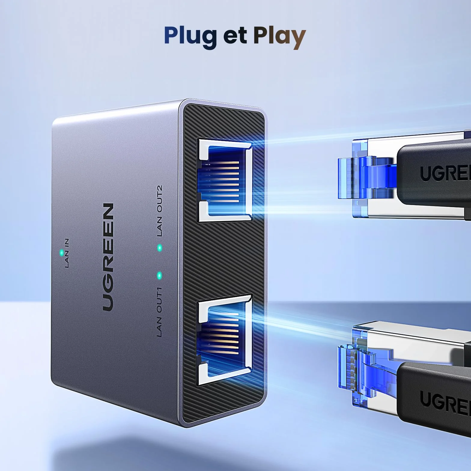 UGREEN Switch Ethernet 2 Port 1000 Mbps RJ45 Splitter Network Doubleur