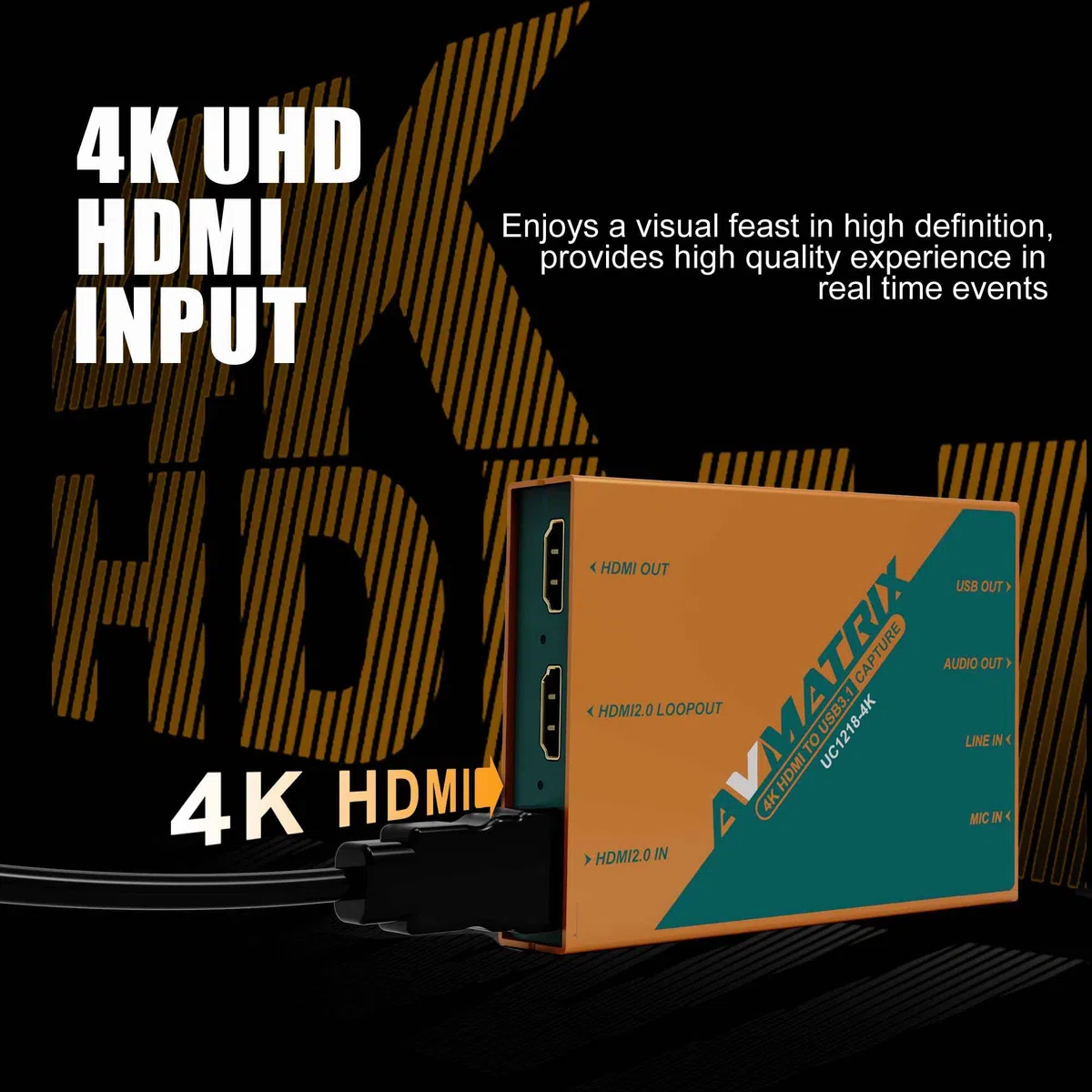 AVMATRIX UC1218-4K Carte de capture 1440p/4K 1080P60 non compressée (YUY2) Capture pour jeu en direct, latence ultra-faible PS5 PS4/Pro Xbox Series X/S Xbox One X/S sur PC et Mac