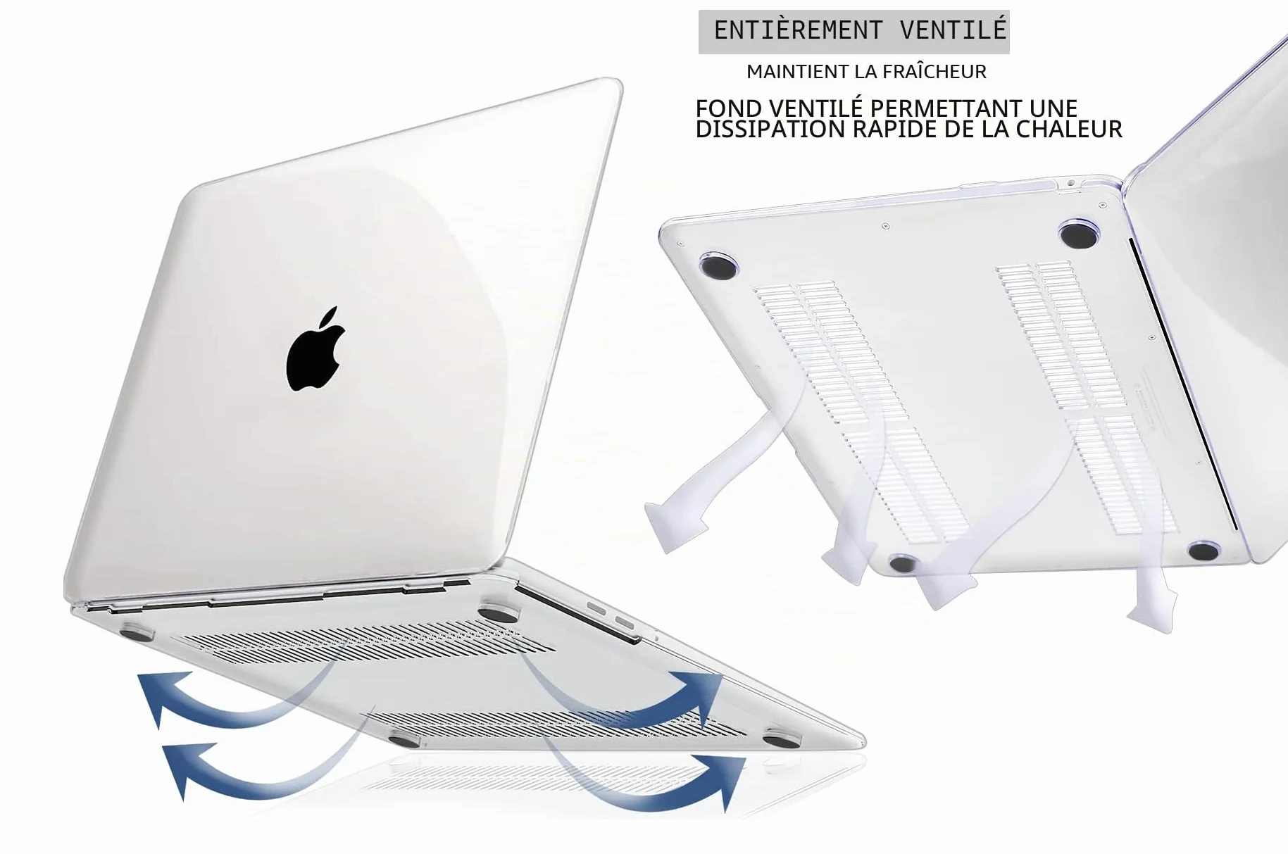 Coque MacBook Air 13 Pounces 2010-2017 A1369 A1466, Étui Rigide Transparent avec Protection de Clavier et Écran
