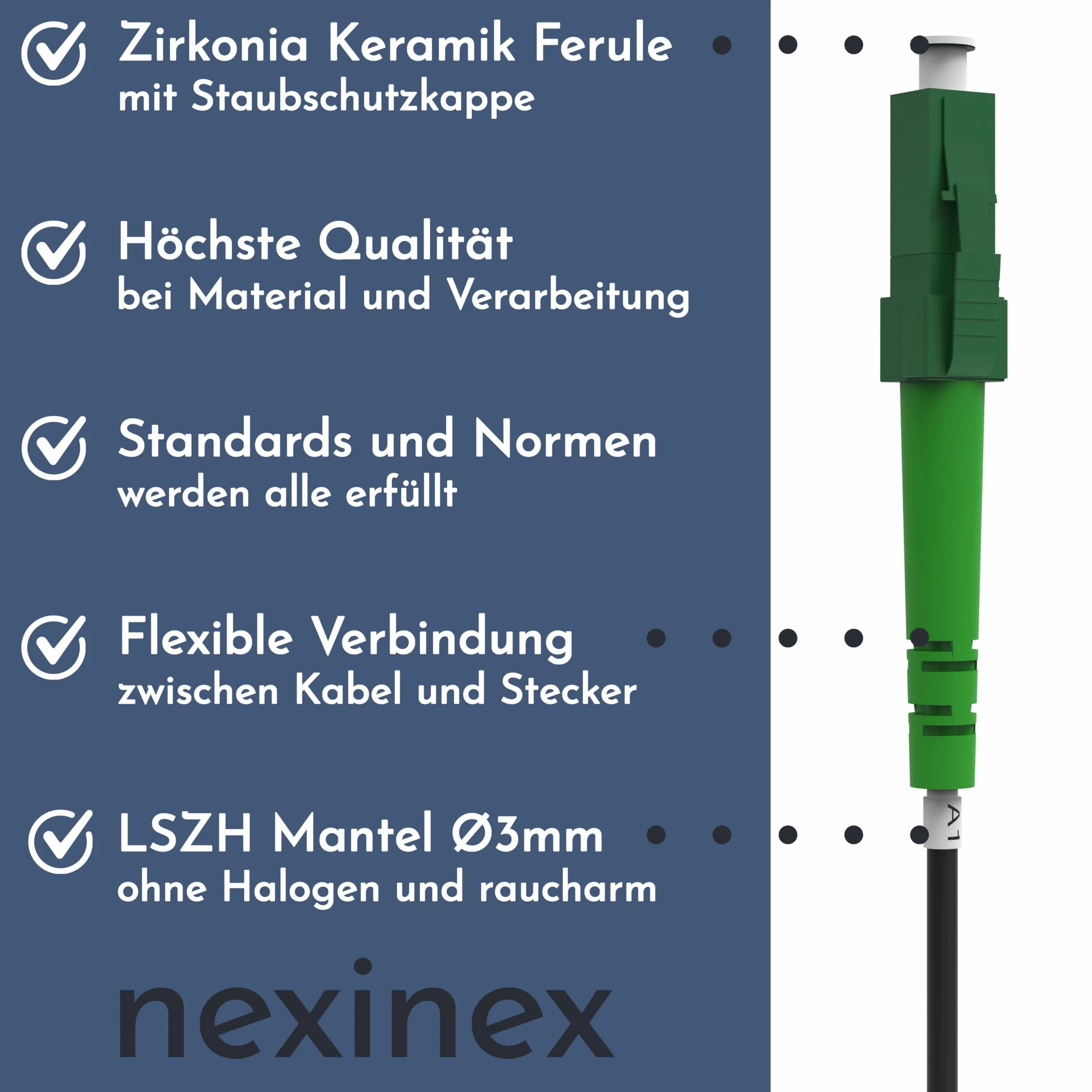 60m Câble Fibre Optique Blindé LC/APC vers LC/APC | Simplex Monomode OS2 FTTH Câble Fibre Optique