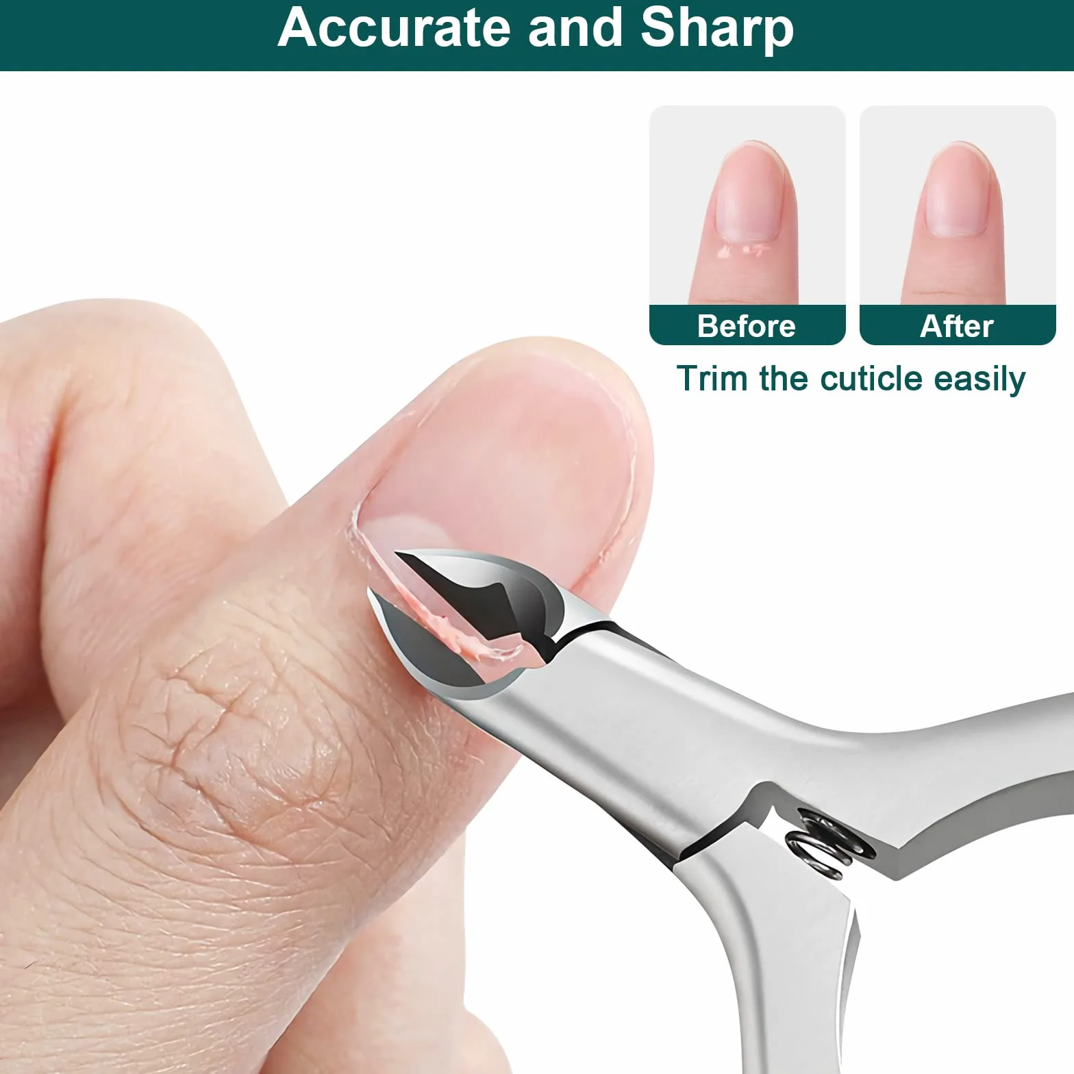 Pince à Cuticules Professionnelle Acier Inoxydable avec Silicone Poignée pour Manucure et Pédicure