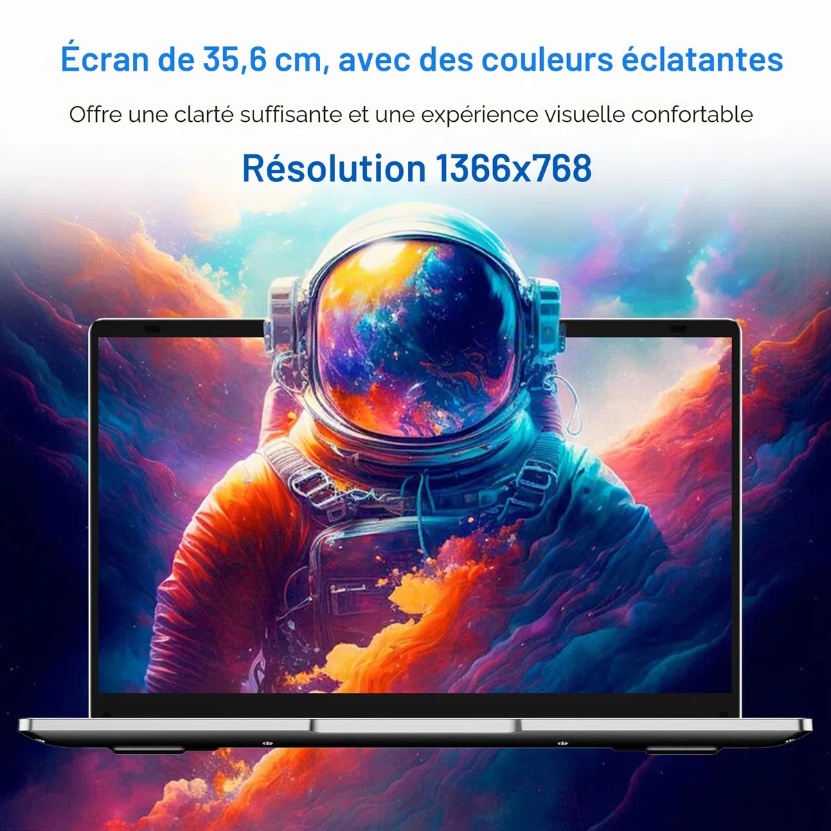 Ordinateur Portable 14,1" HD, 6 Go RAM, SSD 128 Go, Processeur Double Cœur, Wi‑Fi 2,4G/5G & Bluetooth, Design Silencieux Sans Ventilateur, PC Portable Léger avec Souris Offerte & Clavier Confortable