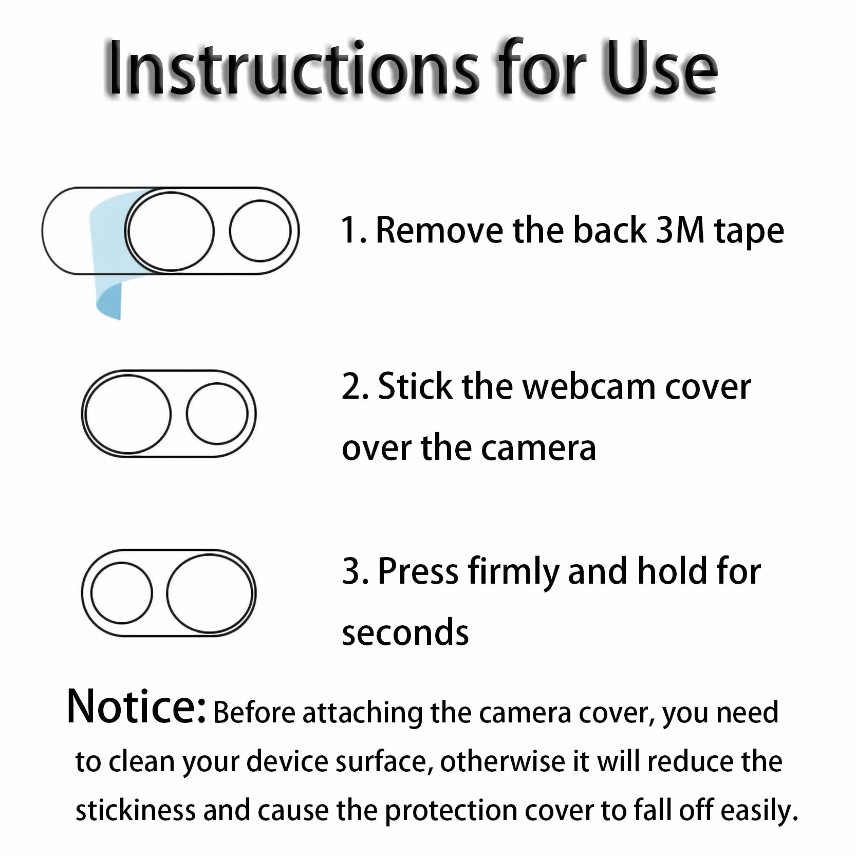 Cache Webcam Panda 8 Pièces Protection Données Noir pour Ordinateur Portable