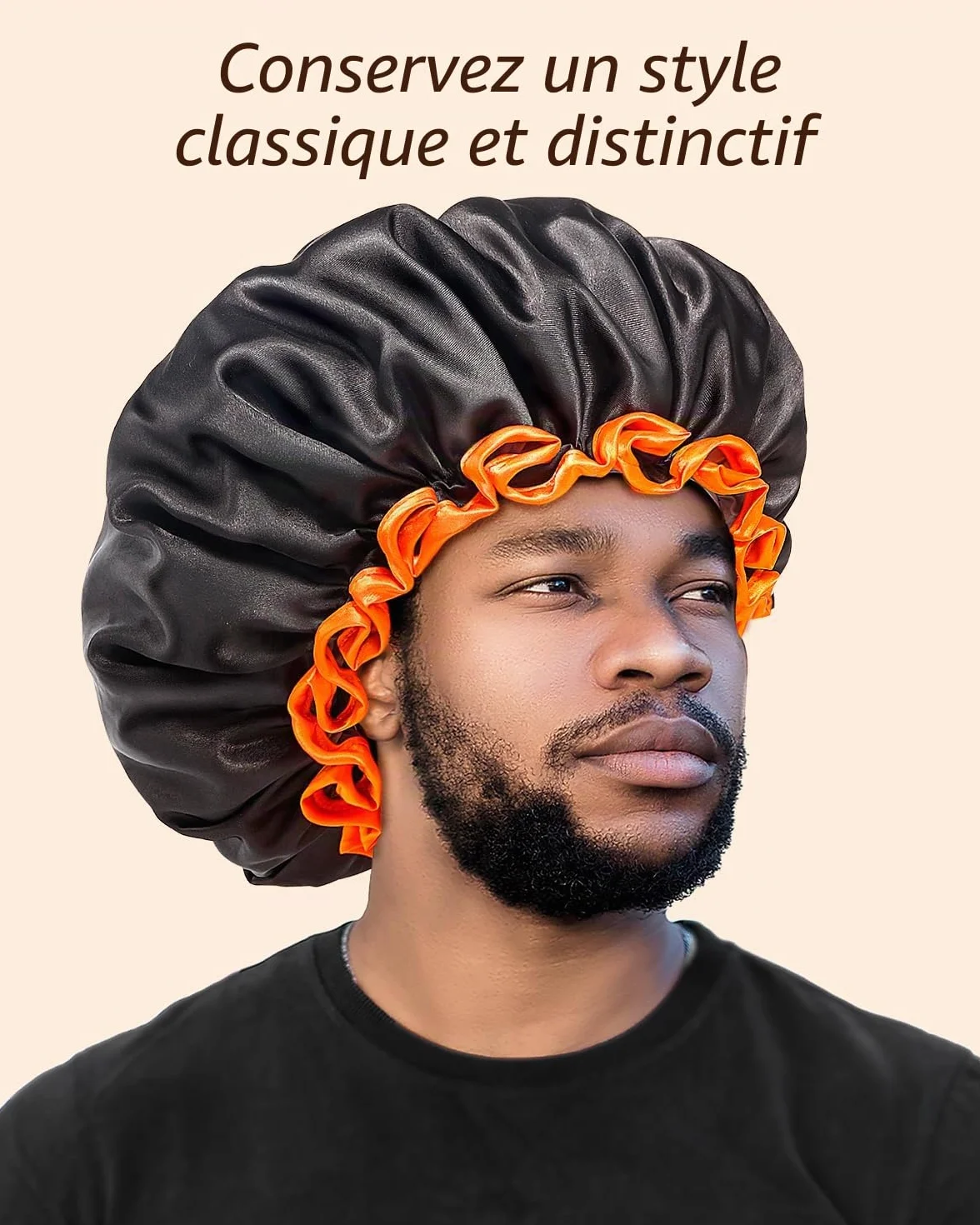 mikimini Bonnet de Douche Noir Imperméable Réutilisable à Double Couche pour Cheveux Longs