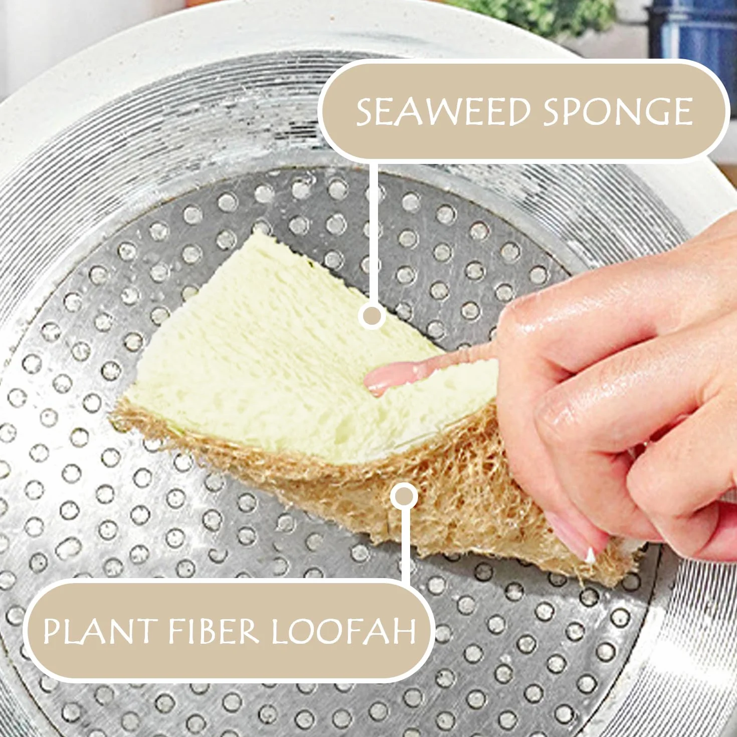 Brosse Éponge De Nettoyage Loofah 6 Pièces, Brosse À Vaisselle, Outils De Nettoyage Durable