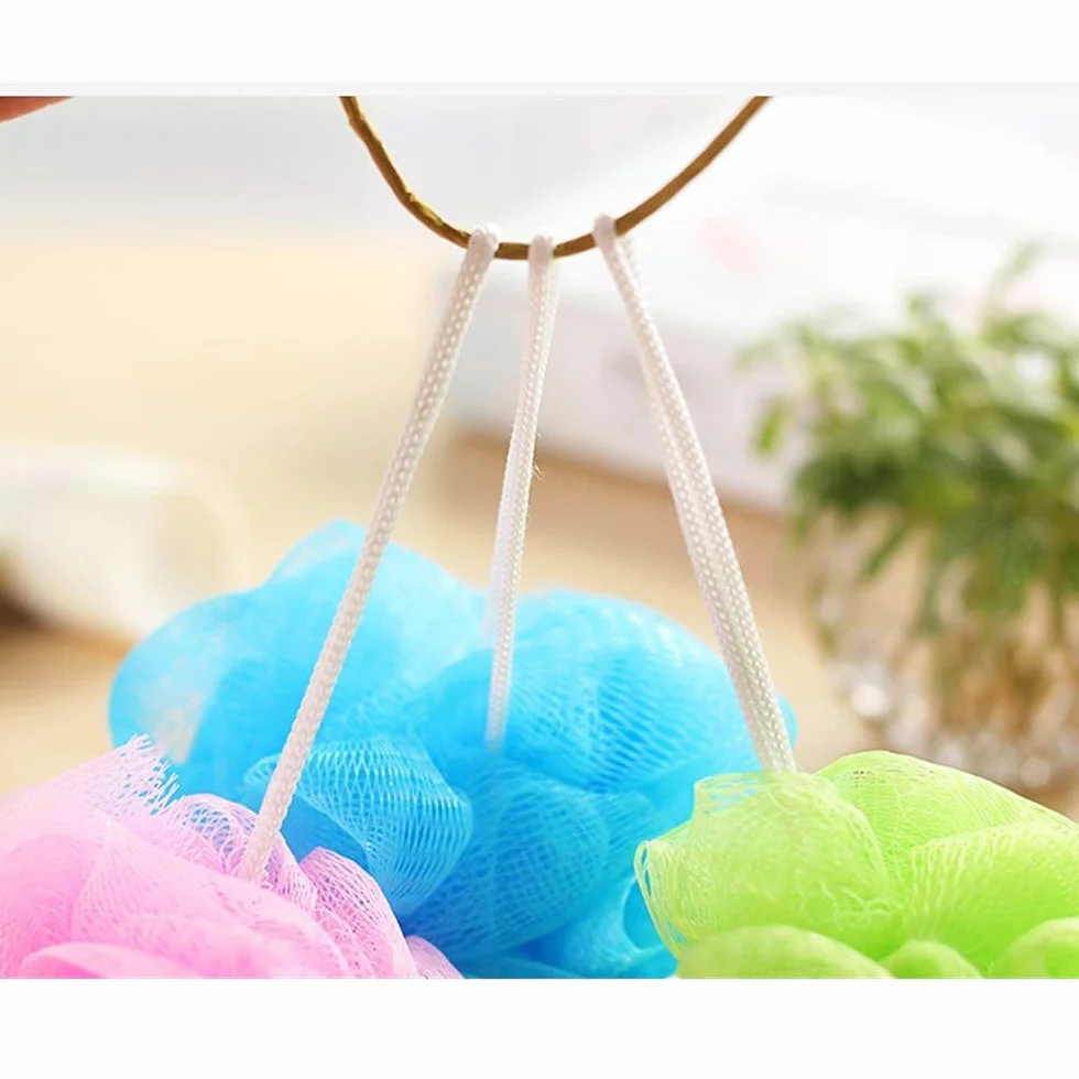 TRIXES Lot de 5 Fleurs de Douche Exfoliantes Couleurs Variées Savonnage Facile Eponge Douche Durable Maille Moussante Lavable