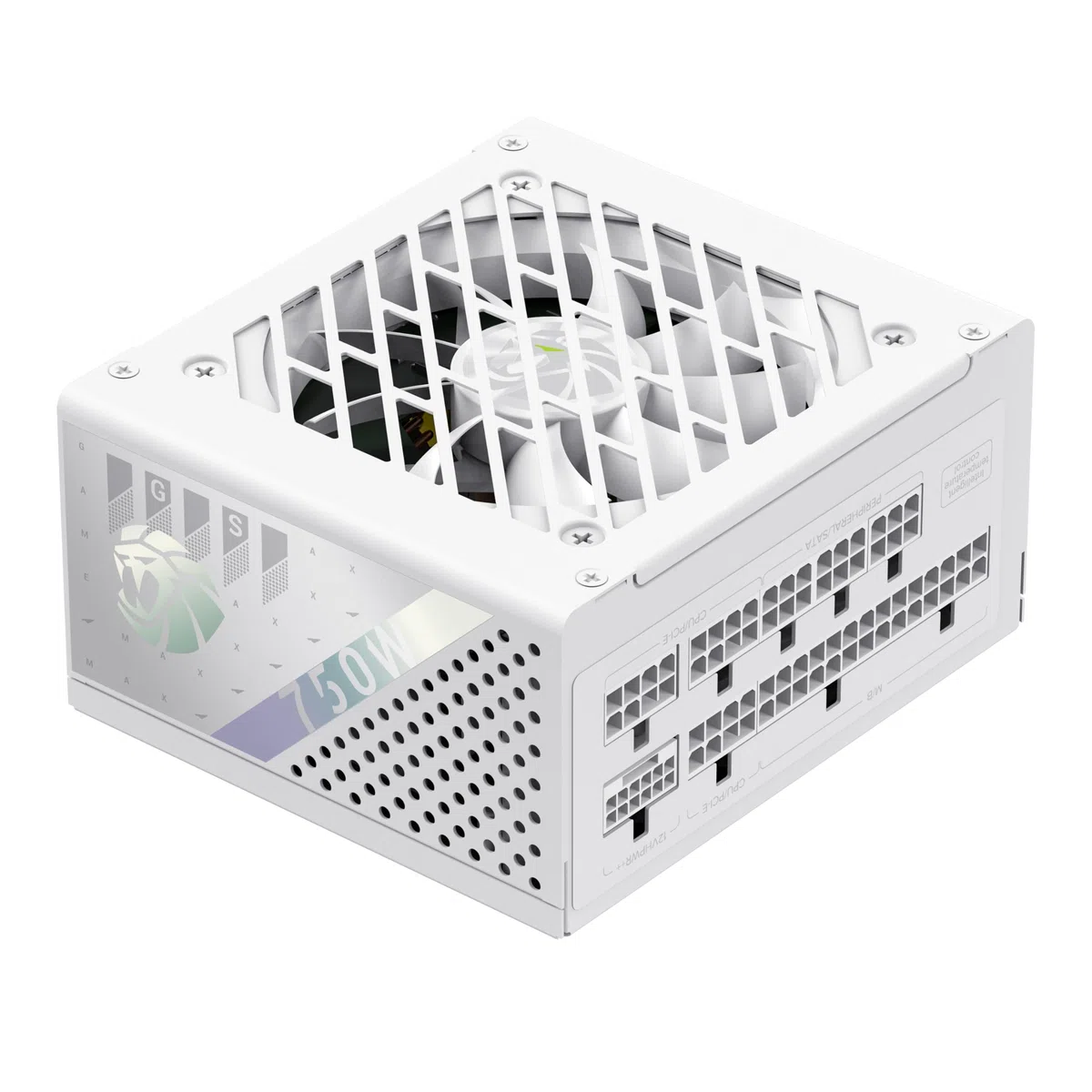 GAMEMAX GS 750G WH SFX Alimentation PC 750W, Modulaire Complet, 80 Plus Gold, Condensateurs Japonais Haut de Gamme, Ventilateur FDB, APFC+LLC+DC-DC, 9 Protections, Garantie 5 Ans