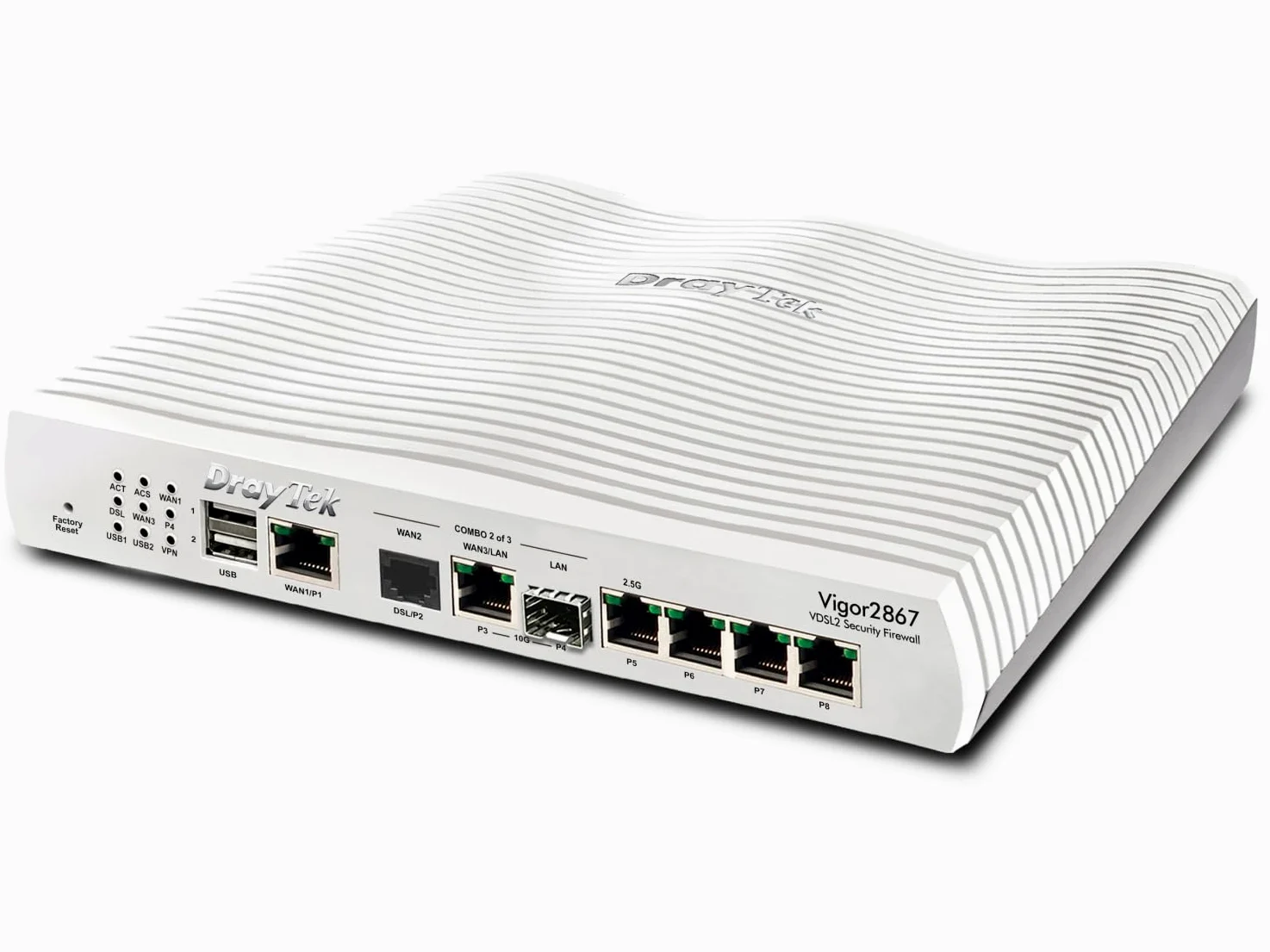 Draytek Vigor 2867 Router Cablato 10 Gigabit Ethernet, Gigabit Ethernet, 2.5 Gigabit Ethernet Bianco (draytek V2867-K MultI-Gig Vdsl Fttp Rout) | Filaire, pare-feu, VPN