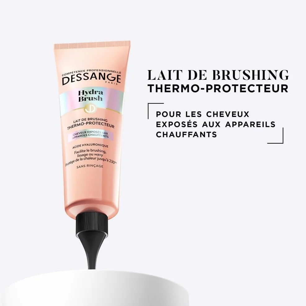 DESSANGE Coffret Hydratant Disciplinant Hydra-Brush Shampoing Lait Brushing Thermoprotecteur Sérum Finition Anti-Frizz 48H Acide Hyaluronique