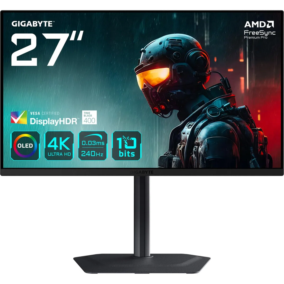 GIGABYTE MO27U2 OLED 4K UHD Gaming Monitor - 3840 x 2160, 240Hz, 0,03 ms, 1000 CD/m², Display HDR True Black 400, HDMI 2.1, DisplayPort 1.4
