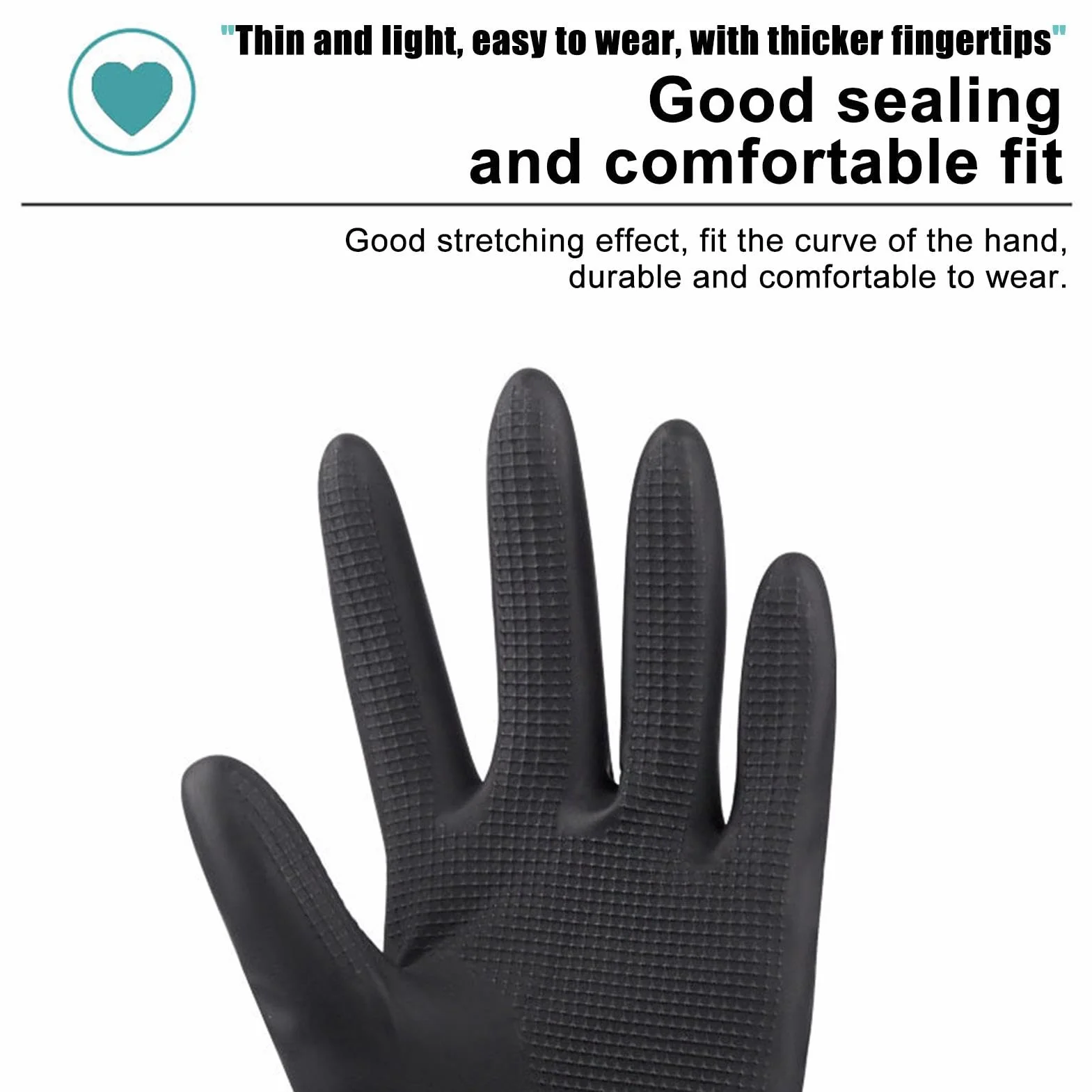 Gants en latex réutilisables noirs lot de 2 paires pour salon de coiffure