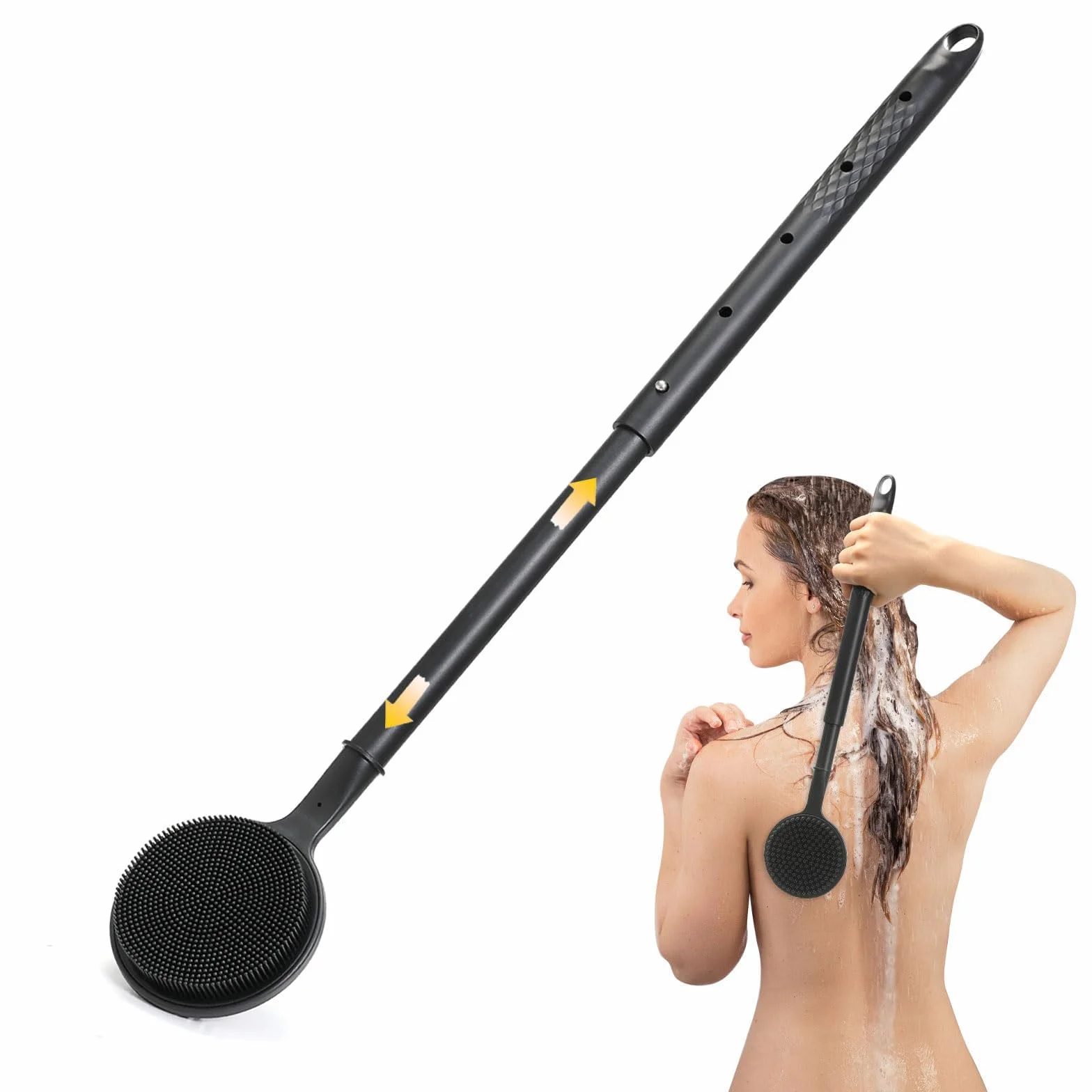 Brosse de dos télescopique 58,5 cm manche long double face gommage massage douche