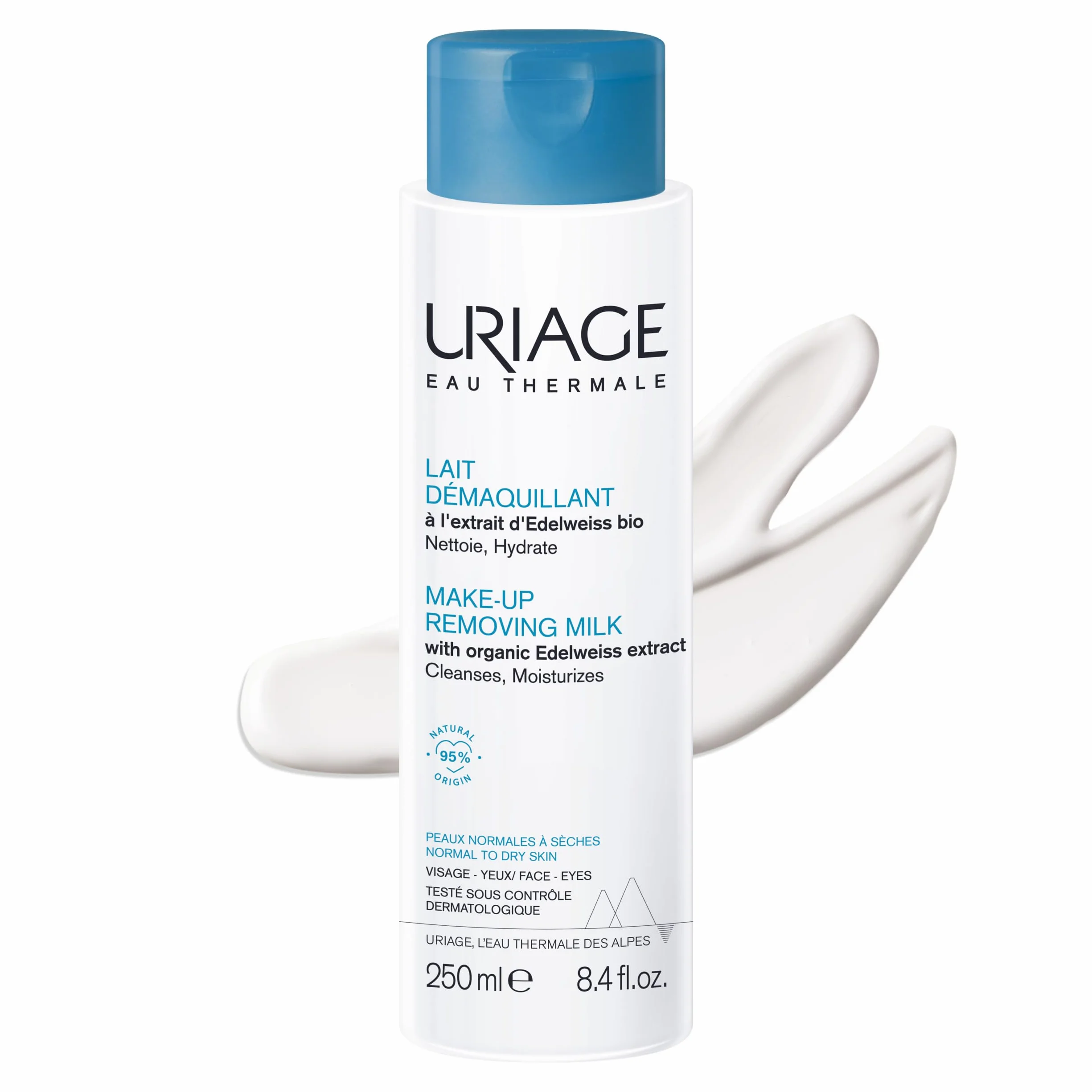Uriage Lait Démaquillant Visage et Yeux 250 ml Edelweiss Biologique Haute Tolérance