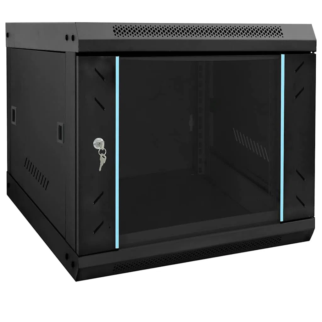 Armoire réseau Noire en Acier 53 x 60 x 45 cm, Stockage réseau pour NAS Serveur, Baie Disque Dur, boitier Sauvegarde, multimédia, Cloud Personnel, Bureau Entreprise, accès Distant