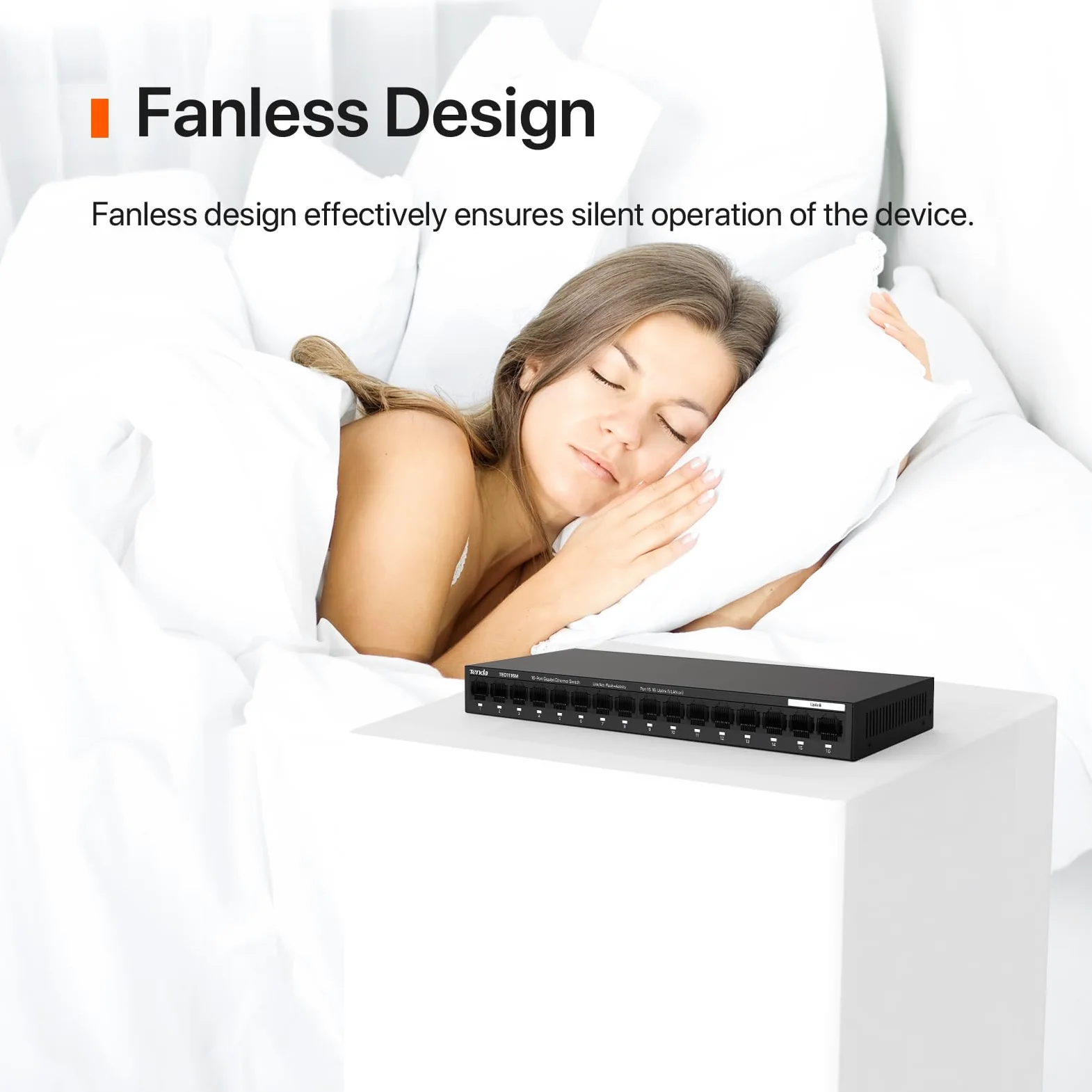 Tenda TEG1116M Commutateur Gigabit à 16 Ports, commutateur Ethernet Non géré avec optimisation du trafic, Plug & Play, Interrupteur réseau sans Ventilateur et Design métallique, Protection limitée