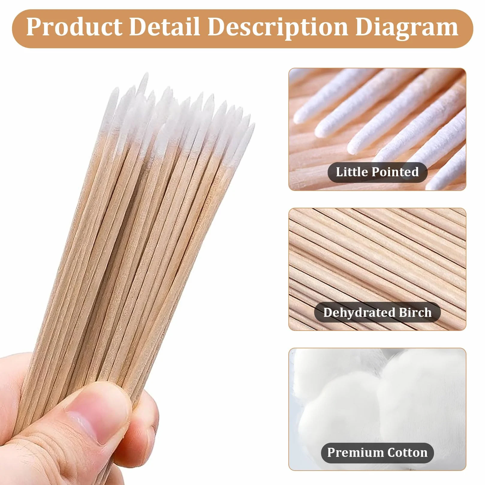 Cotons-Tiges Microblading 10 cm Bâtons en Bois pour Sourcils, Maquillage, Tatouage