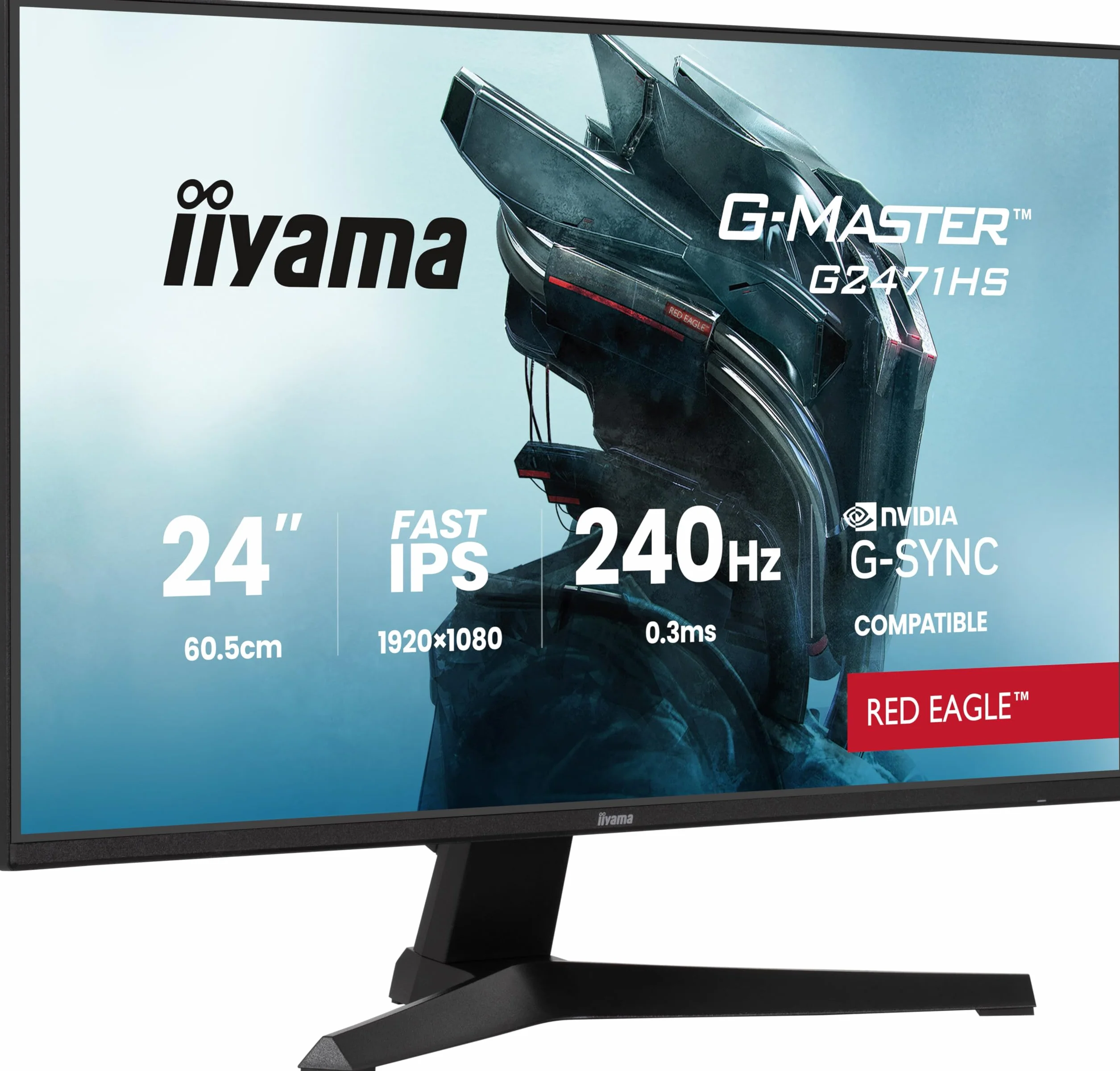 iiyama G-Master G2471HS-B1 24 "Fast IPS Red Eagle, G-Sync Compatible, 1920x1080@240Hz, 350cd/m², 2X HDMI, DisplayPort, 0.4ms (MPRT), Speakers, Black Tuner