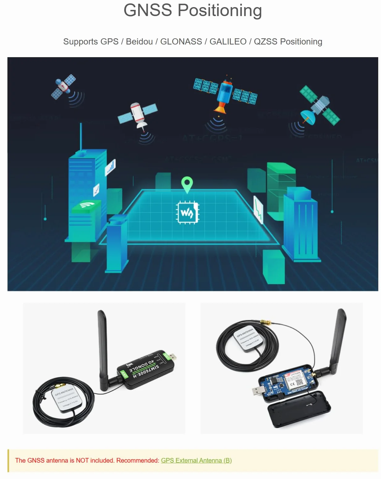 DONGLE SIM7600E-H 4G Compatible avec Raspberry Pi avec antenne de qualité industrielle 4G Communication et périphérique de positionnement GNSS