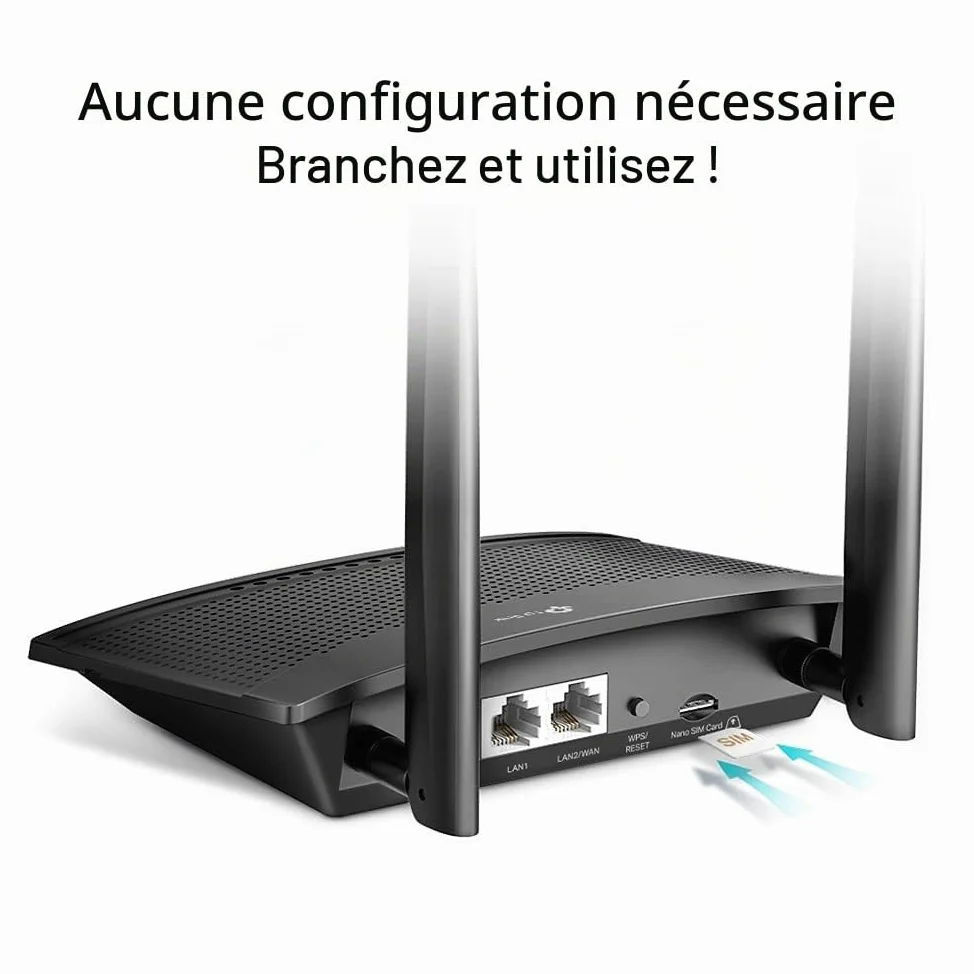 TP-Link TL-MR100 Routeur sans Fil N 4G LTE 300 Mbps, Prend en Charge jusqu'à 32 appareils, routeur 4G avec Fente SIM, Mode WiFi, contrôle Parental, réseau invité, cryptage pour réseau sécurisé