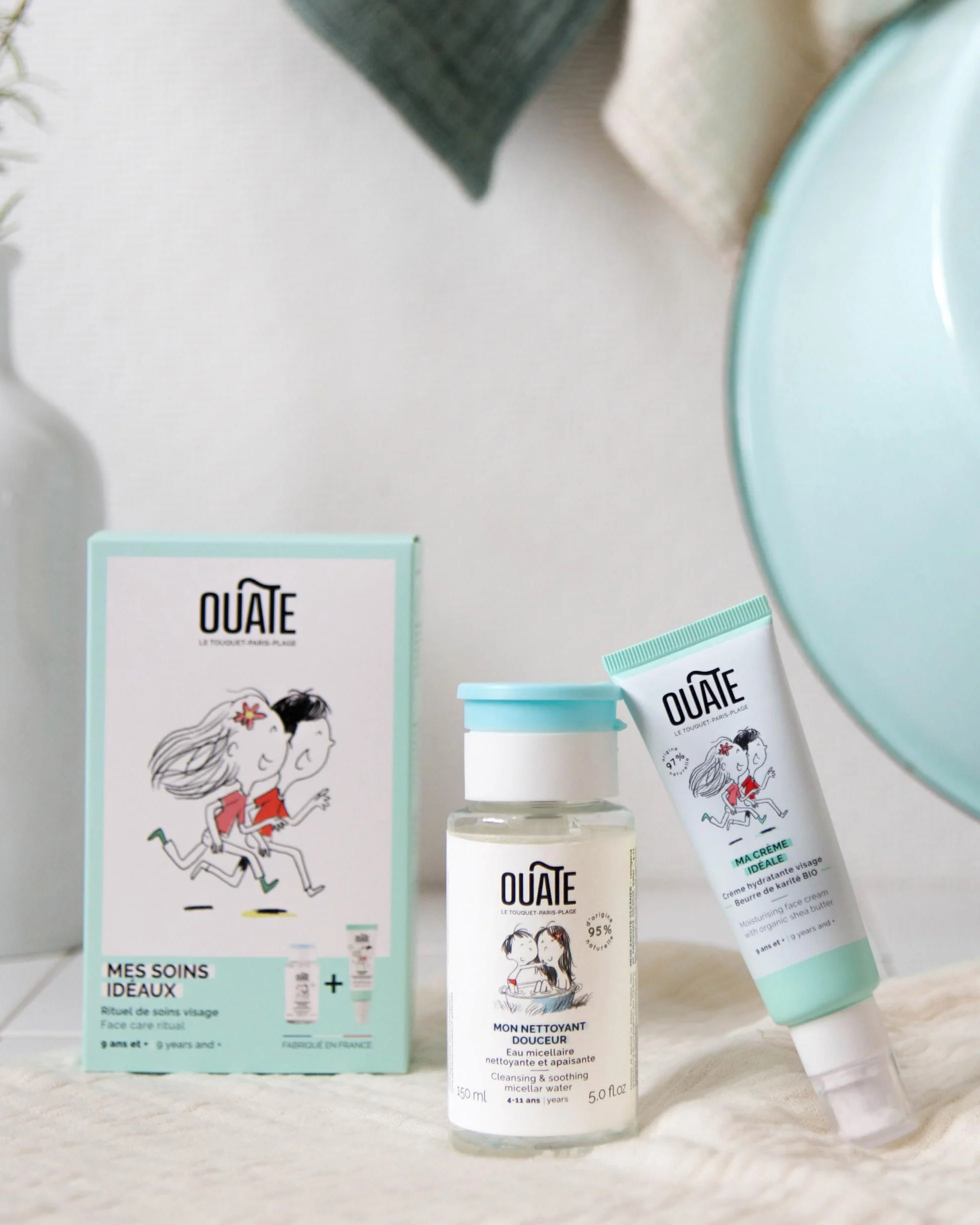 OUATE Coffret Découverte Soin Visage 9-11 Ans 50 ml + 150 ml Vegan Made in France