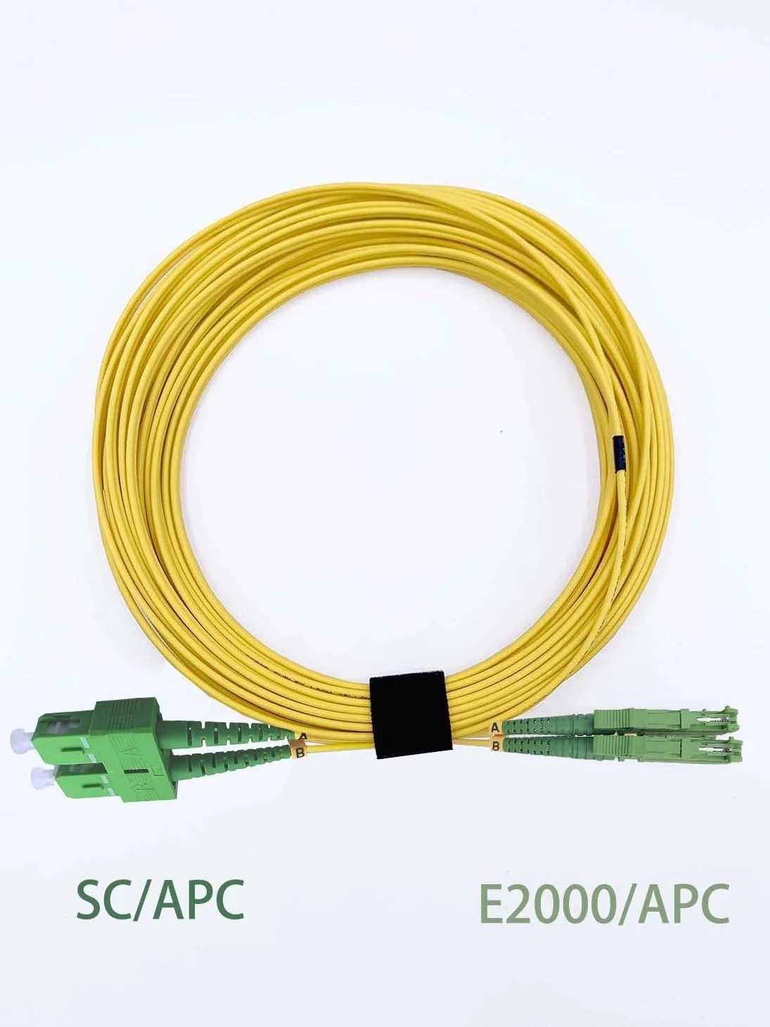 Elfcam® - 30m Câble à Fibre Optique E2000/APC à SC/APC,Monomode Duplex, Jarretière Optique 9/125μm OS2 2.0mm G652D LSZH, Jaune(30M)
