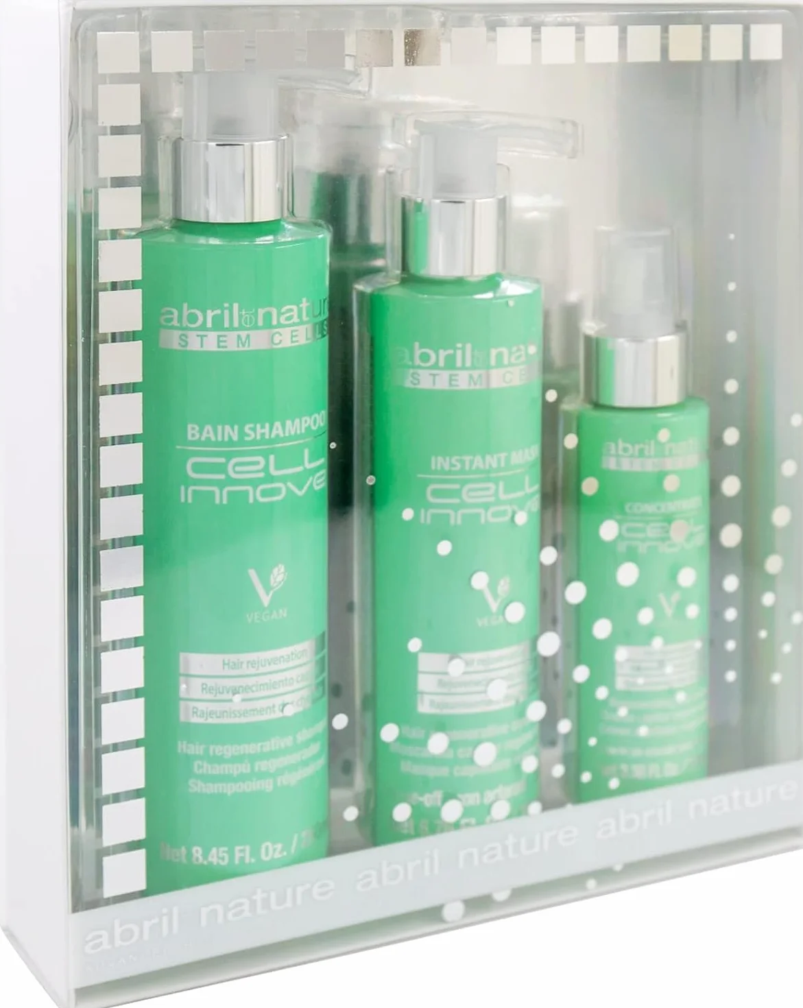 Cell Innove Set de Soins Capillaires Régénérants Shampooing Masque Sérum Cheveux Cellules Souches Végétales 550 ml