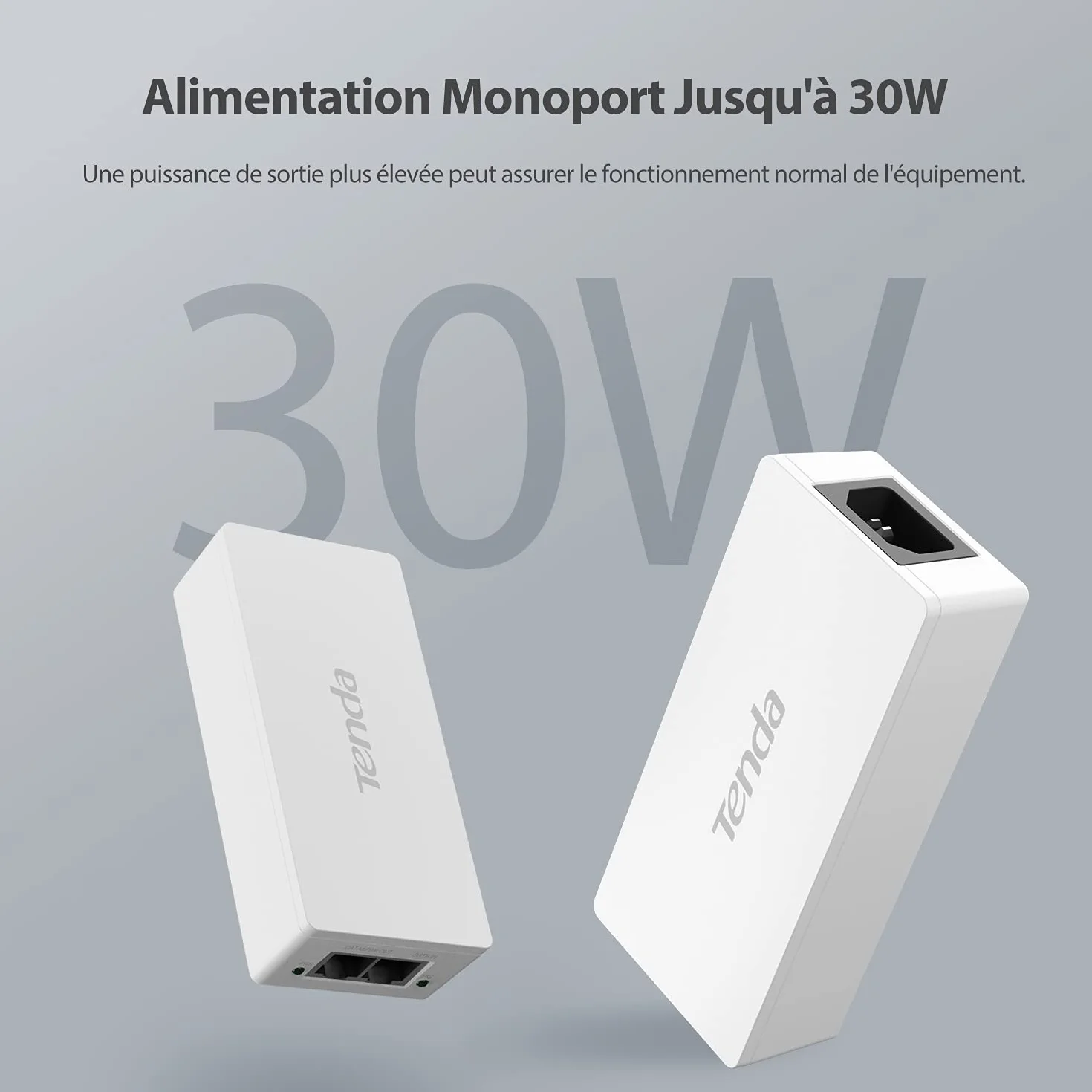 Tenda Injecteur PoE Gigabit 30W IEEE 802.3af/at 10/100/1000 Mbps POE30G-AT