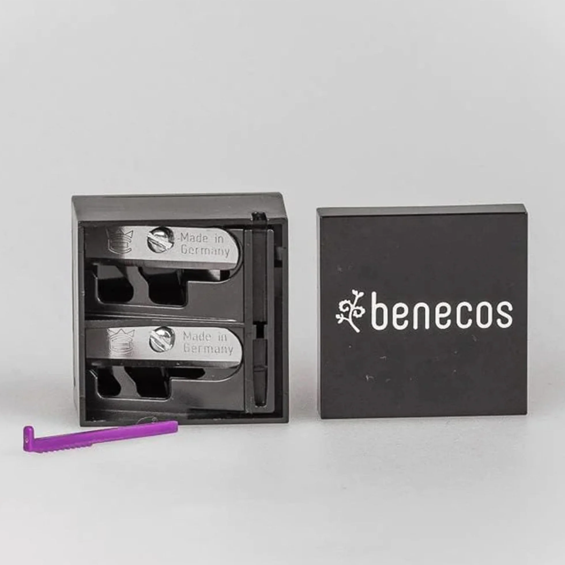 Benecos Taille-Crayon Double pour Crayons Cosmétiques avec Spatule de Nettoyage