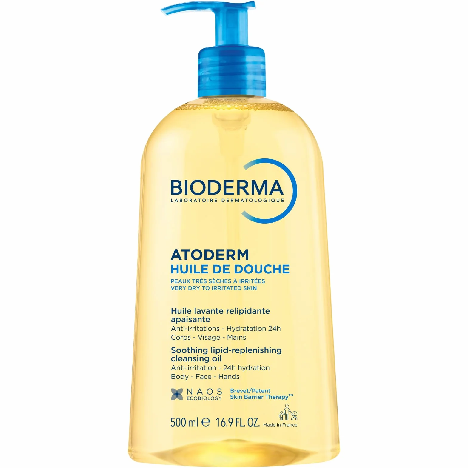 Bioderma Atoderm Huile de Douche Nettoyant Apaisant Anti-Irritations 500 ml Peaux Sensibles Sèches