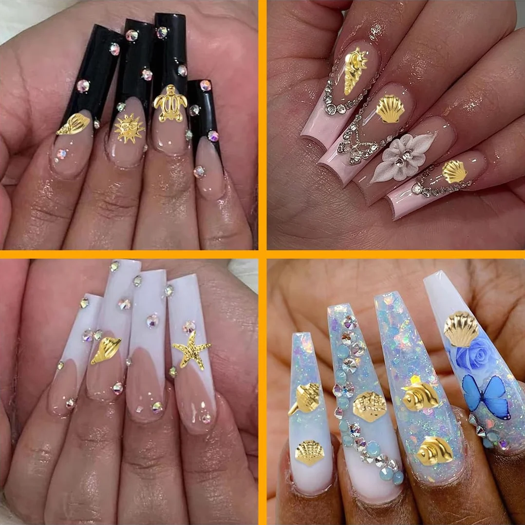 CPJJ Bijoux Ongles Lot de Nail Art Strass Ongle Or