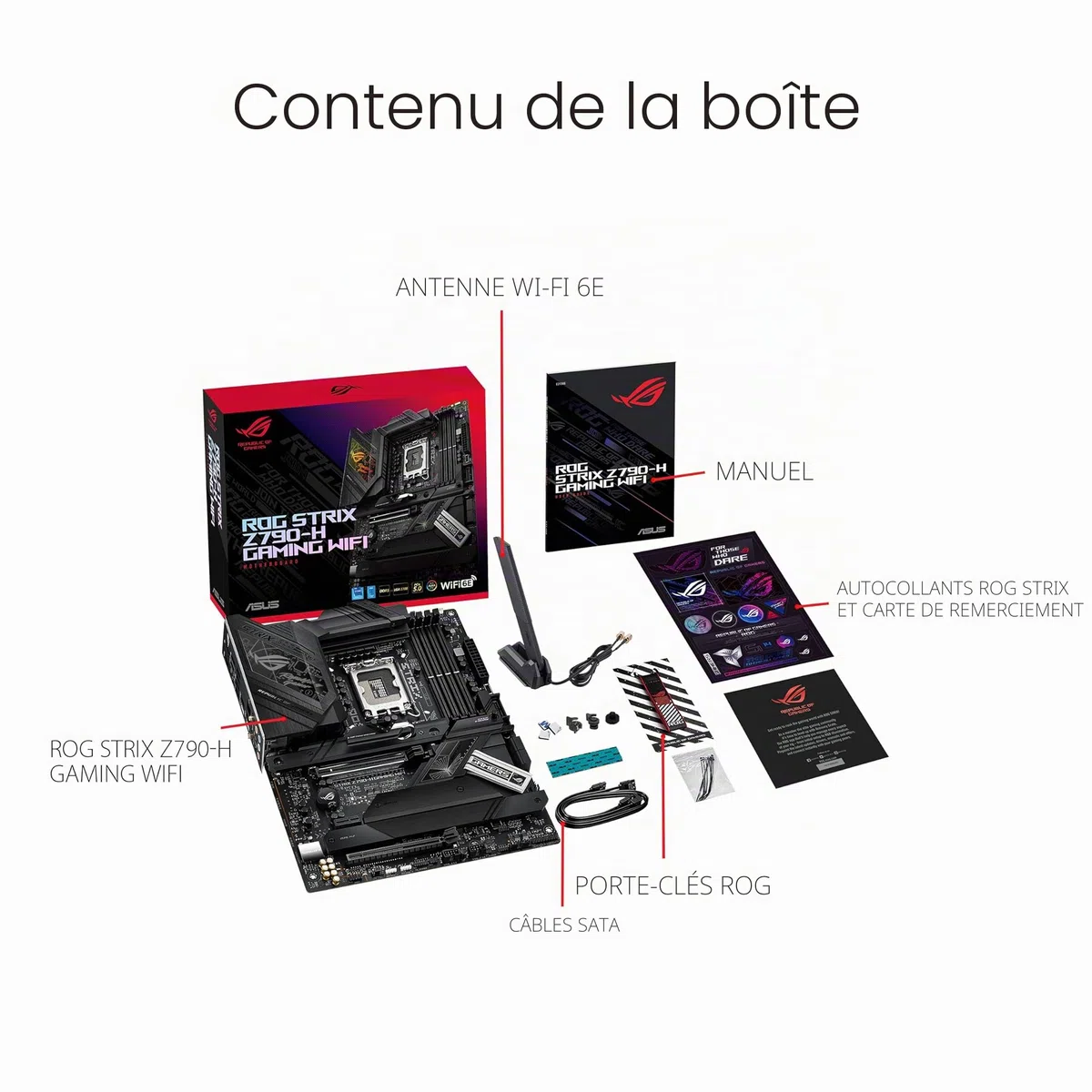 ASUS ROG STRIX Z790-H GAMING WIFI – Carte mère gaming Intel LGA 1700 ATX (DDR5, 16+1 DrMOS, 16 x PCIe 5.0, 4 x PCIe 4.0 M.2, WiFi 6E, USB 3.2 Gen 2x2 Type-C, Aura Sync RGB)