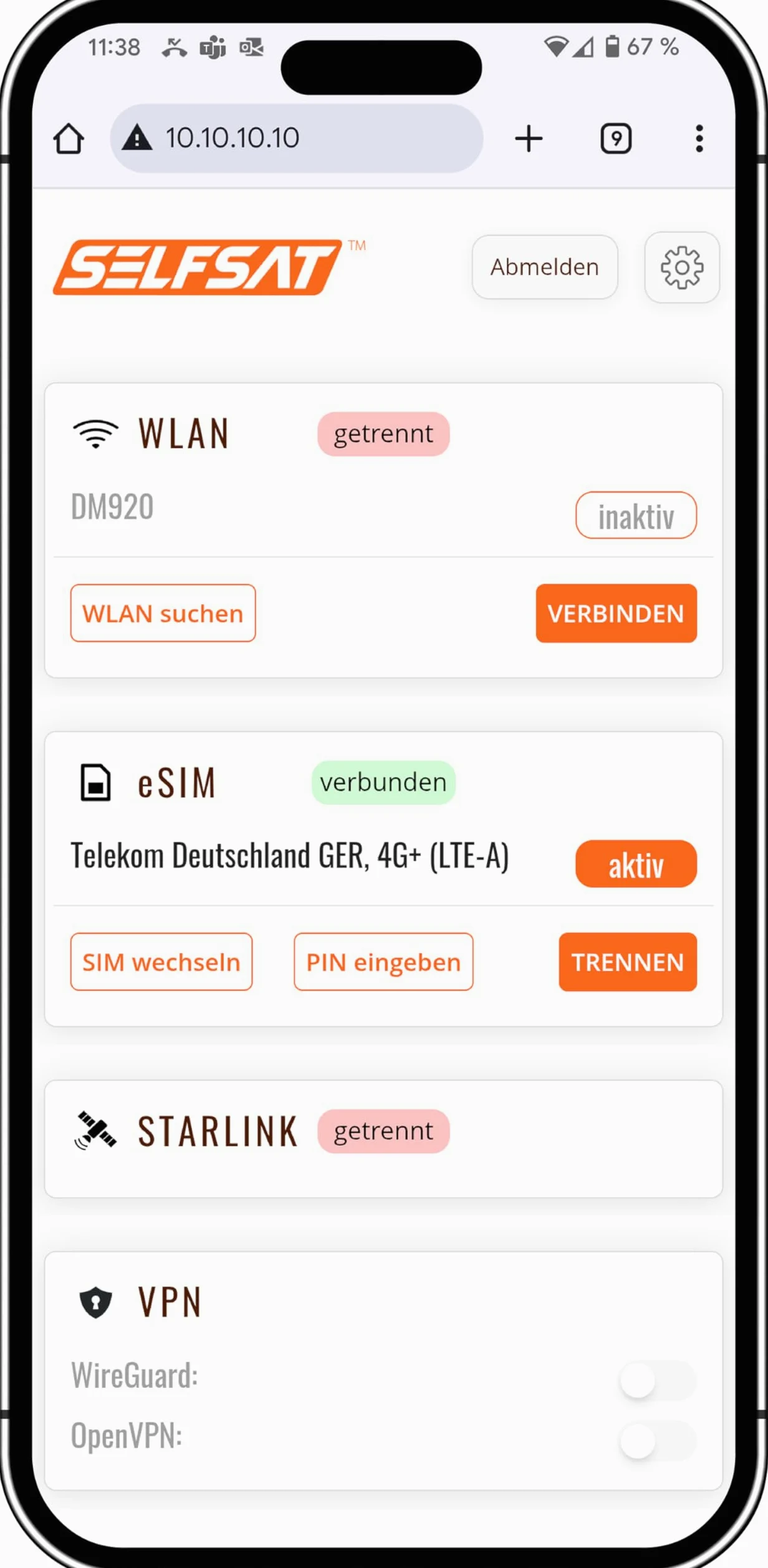 SELFSAT MWR 5560 eSIM 5G Cat 20 Routeur WLAN jusqu'à 3,4 Gbit/s avec antenne panoramique Noir
