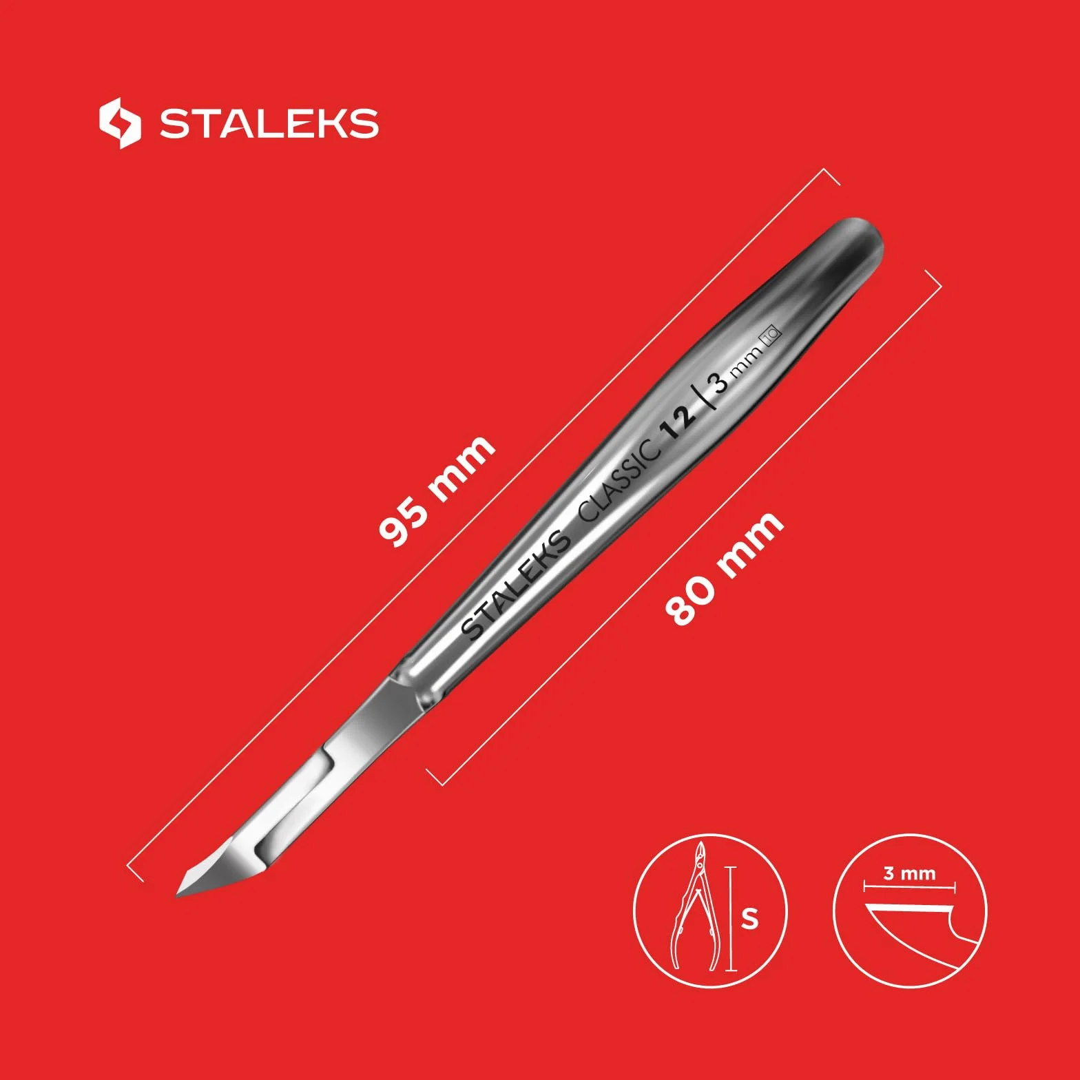 Staleks Classic Pince à cuticules 12 Acier Inoxydable Lame 3 mm Manucure Pédicure