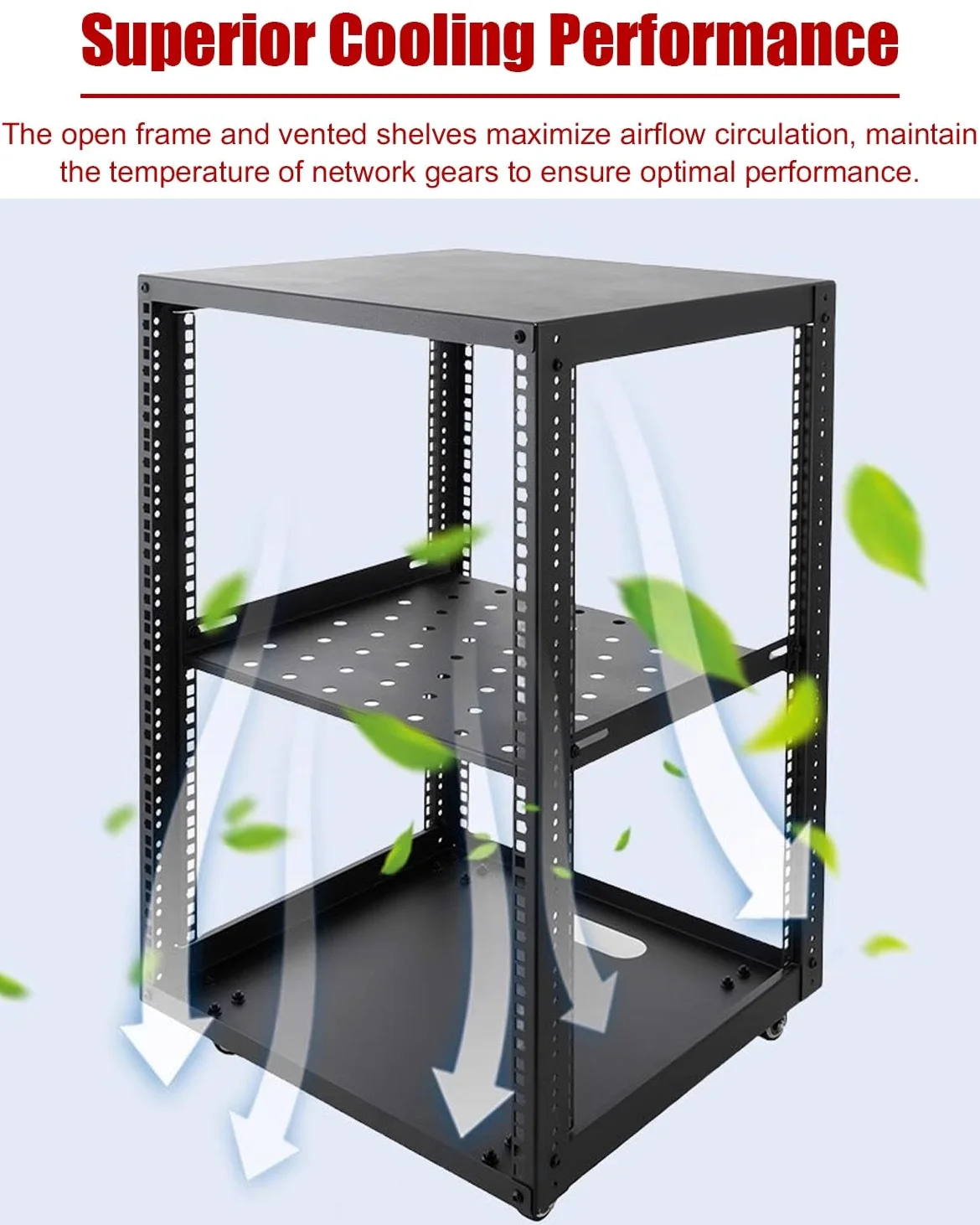 Racks pour Ordinateur et Serveur Structure Ouverte Mobile, avec 4 Roulettes